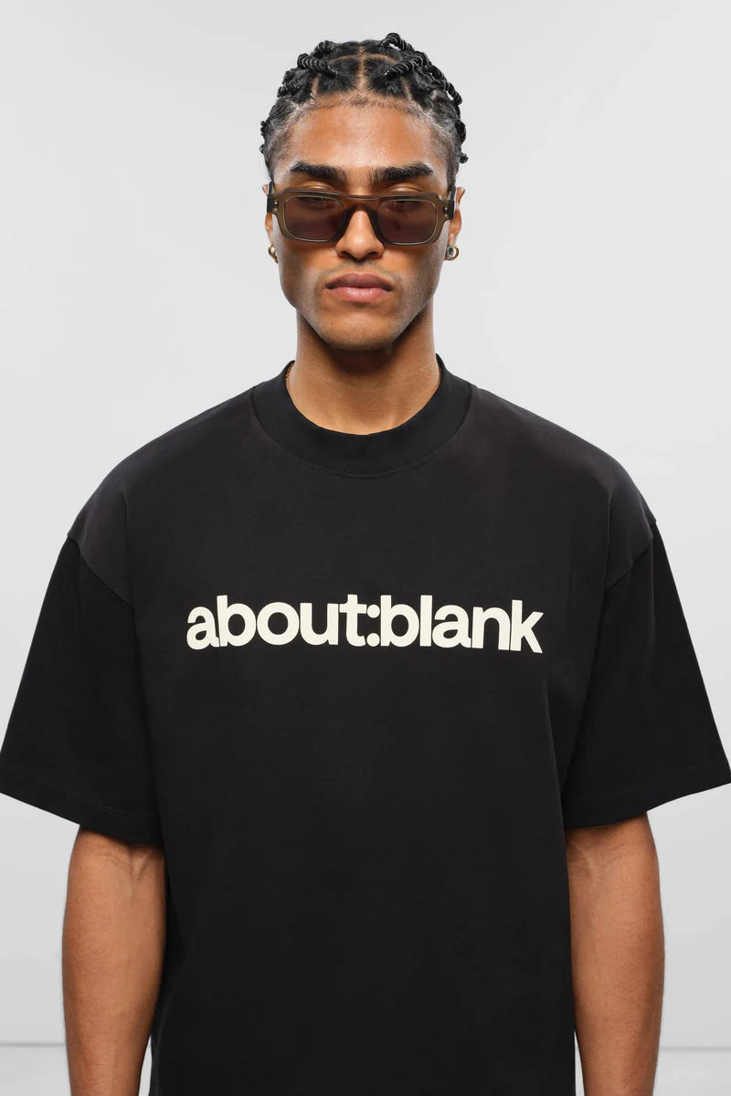 Block mock neck t-shirt - black/oat