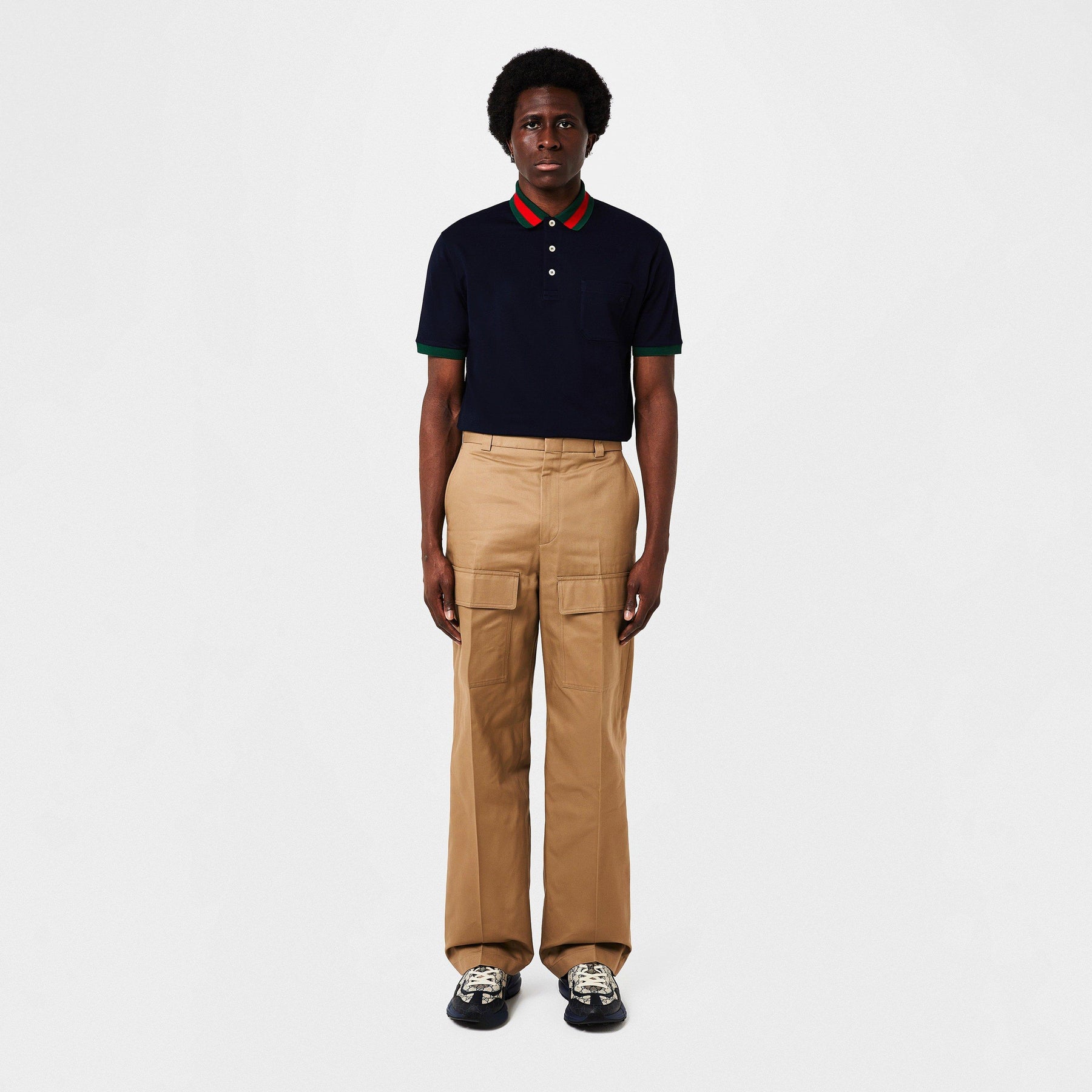 Cotton Wide Leg Cargo Trousers