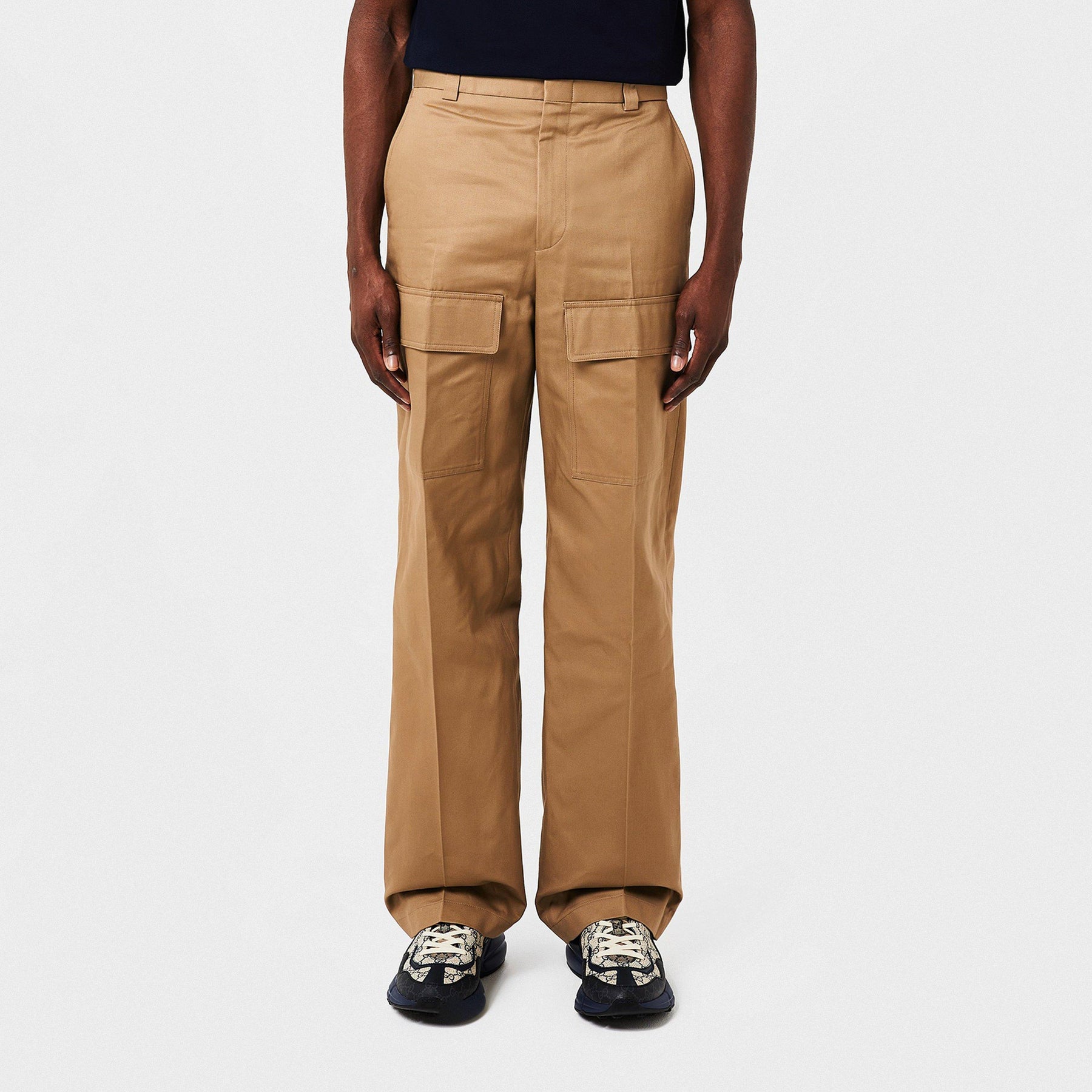 Cotton Wide Leg Cargo Trousers