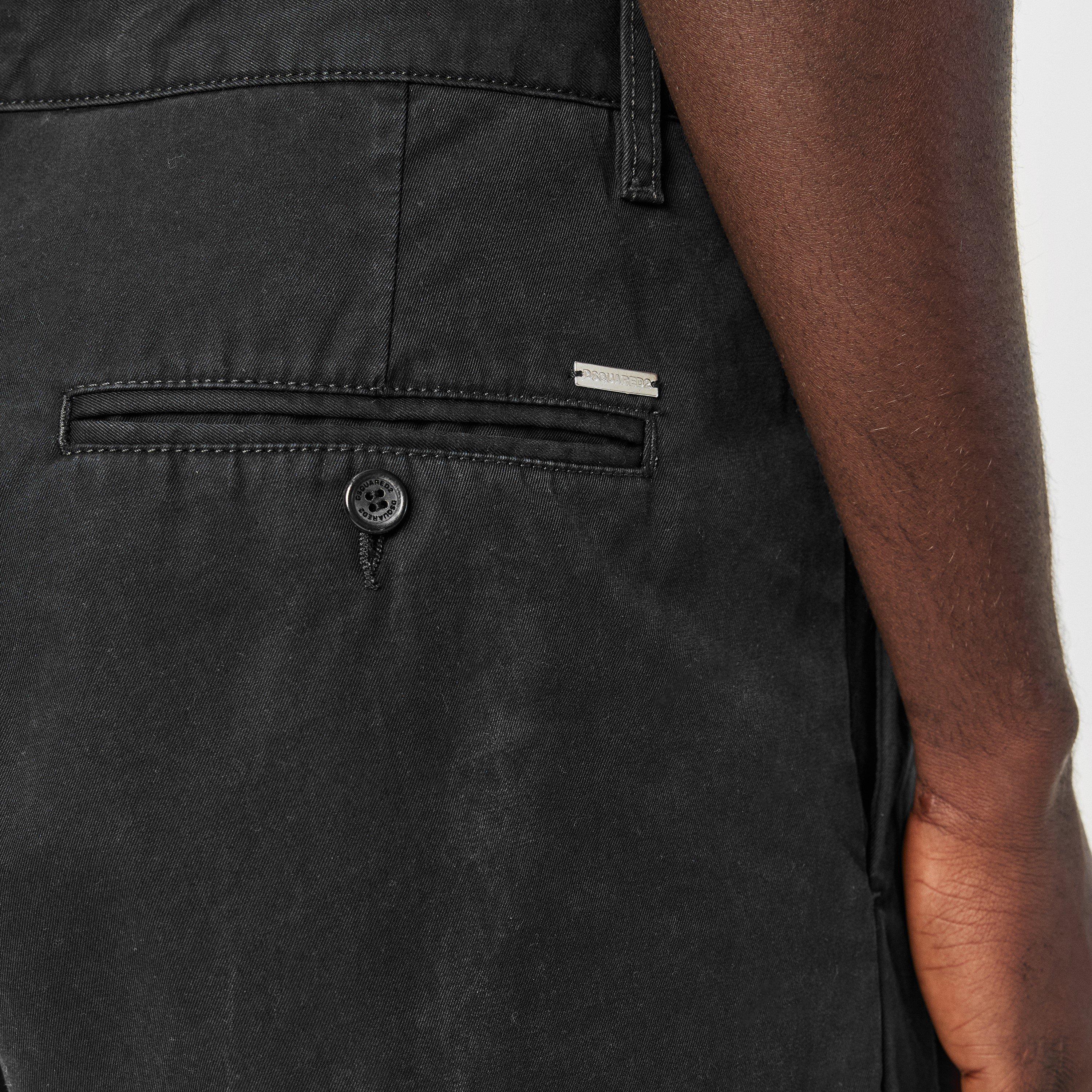 One Pleat Cotton Straight Leg Trousers