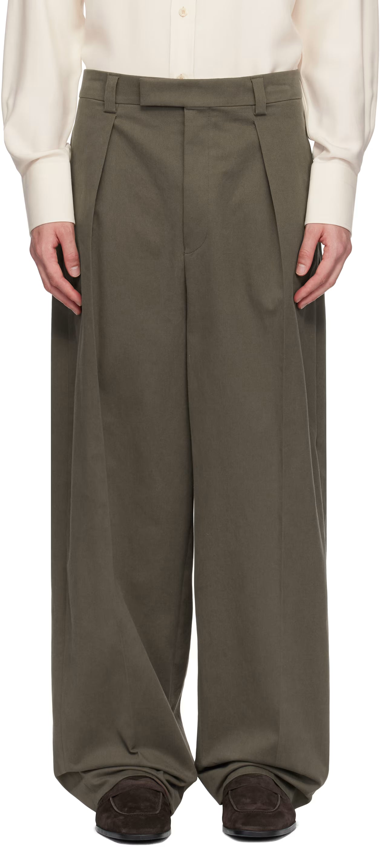Ferragamo Brown Inverted Pleats Trousers