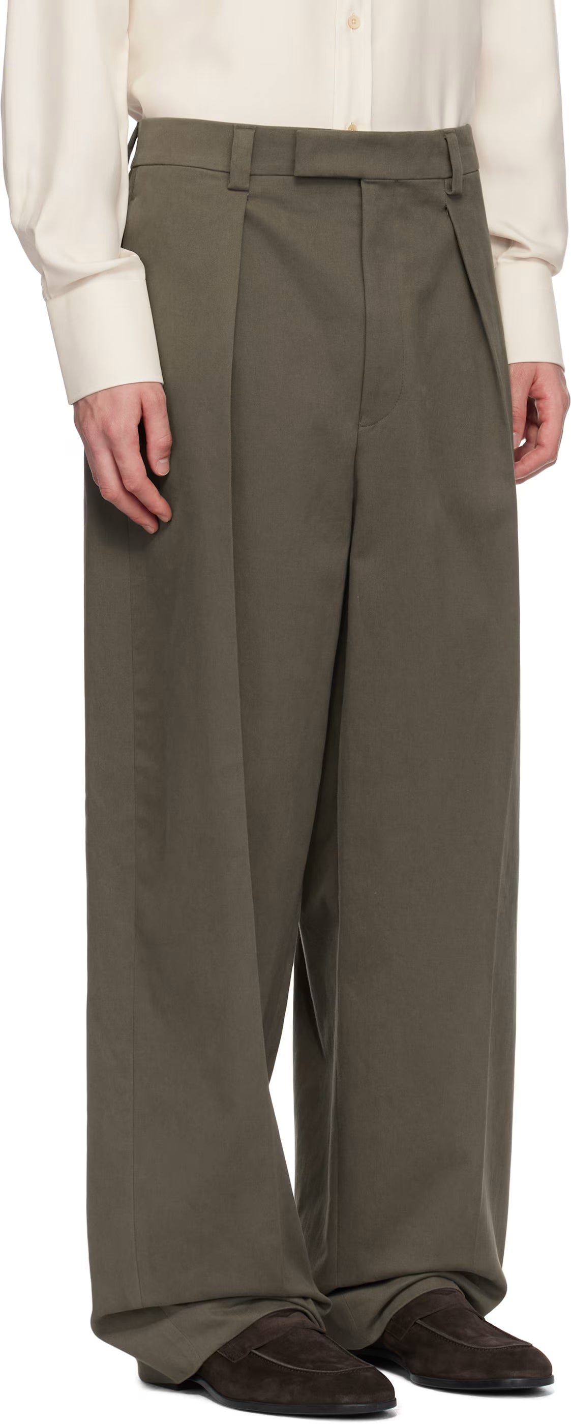 Ferragamo Brown Inverted Pleats Trousers