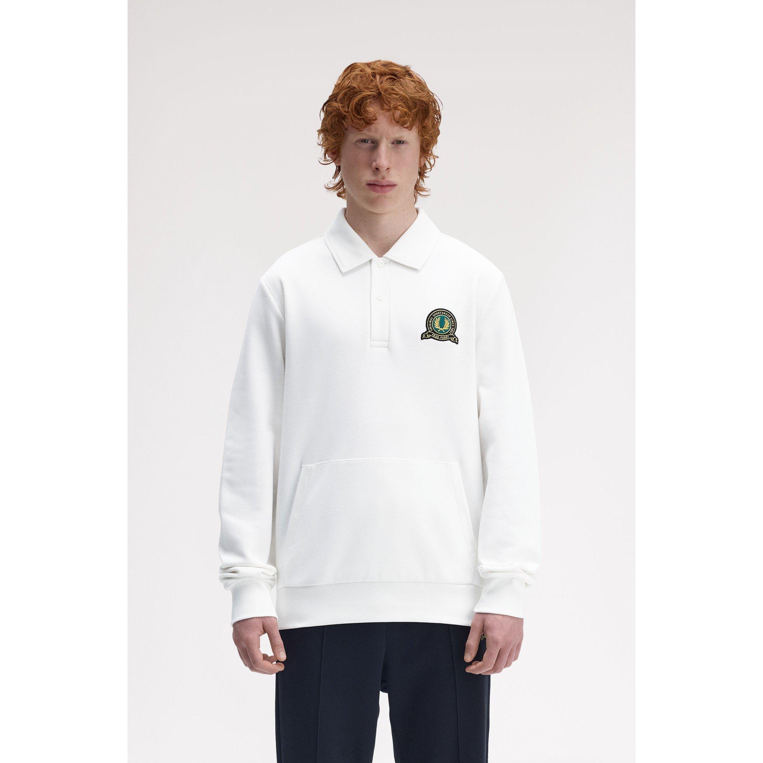 Badge Collar Ribbed Crew Sweatshirt