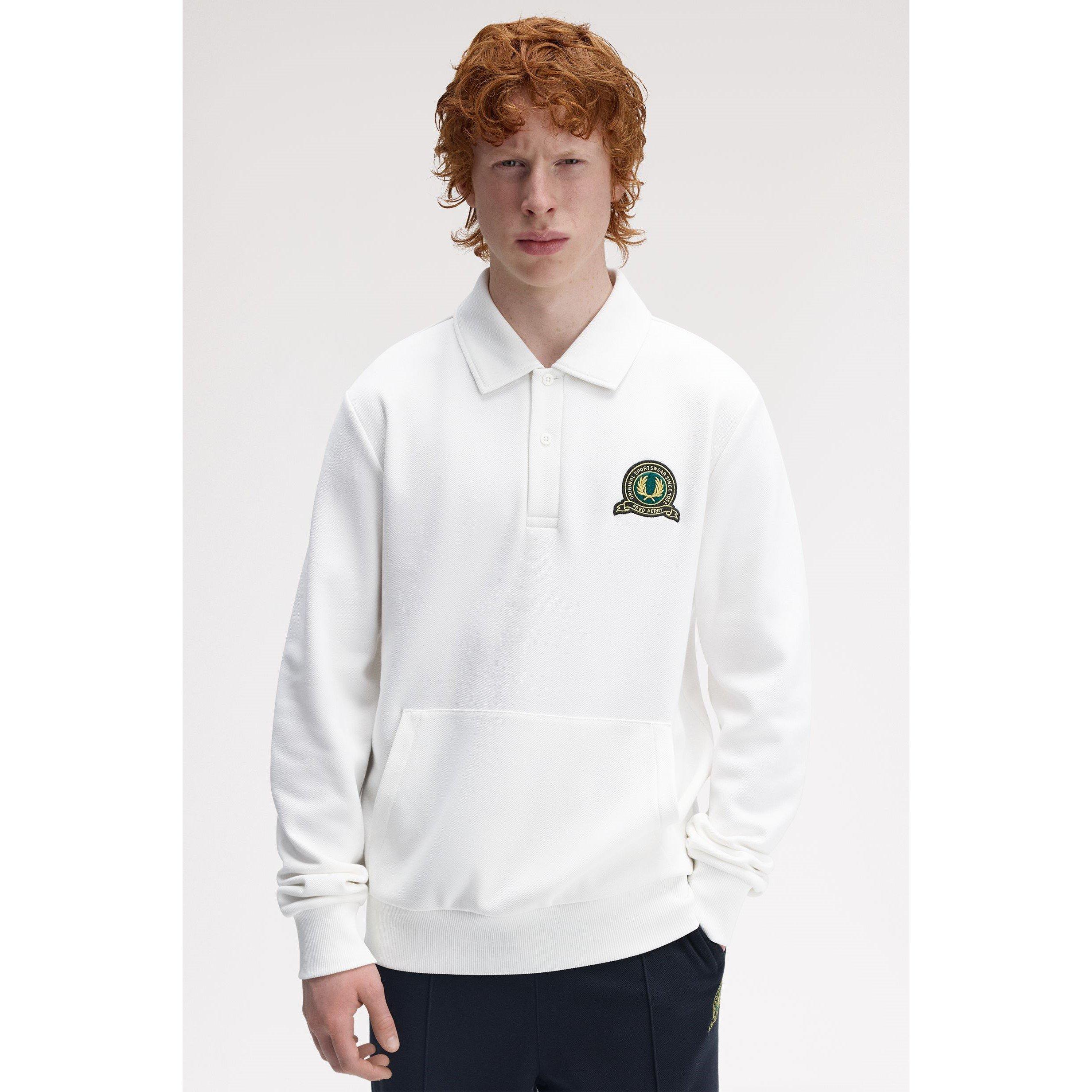 Badge Collar Ribbed Crew Sweatshirt