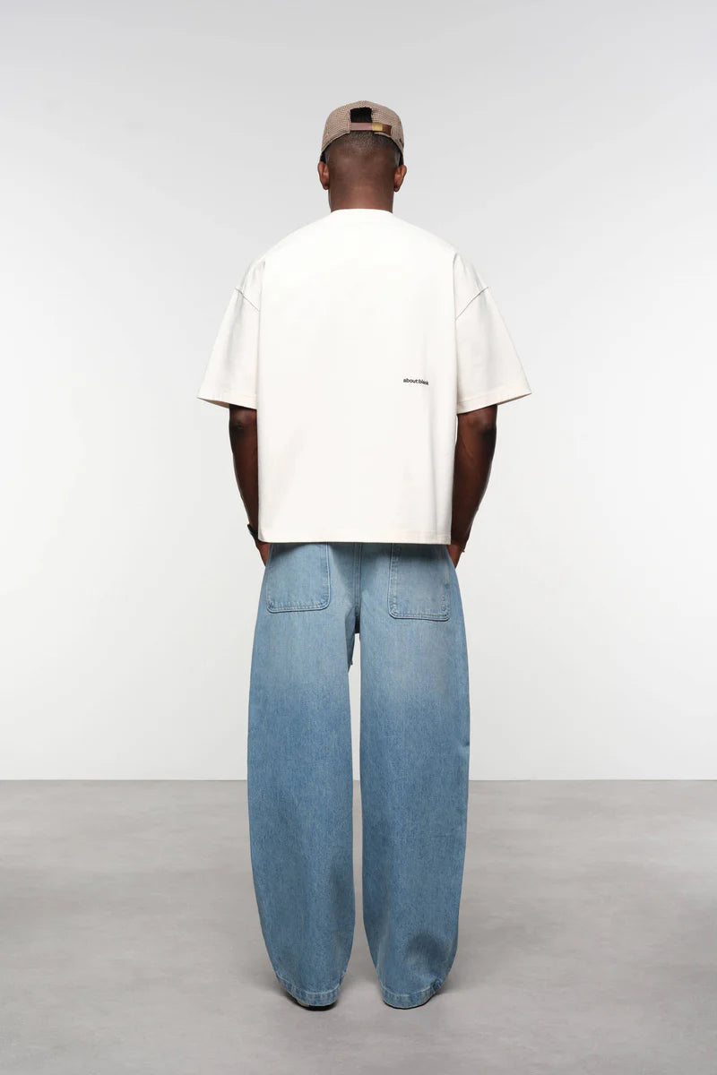 Mock neck t-shirt - oat/black