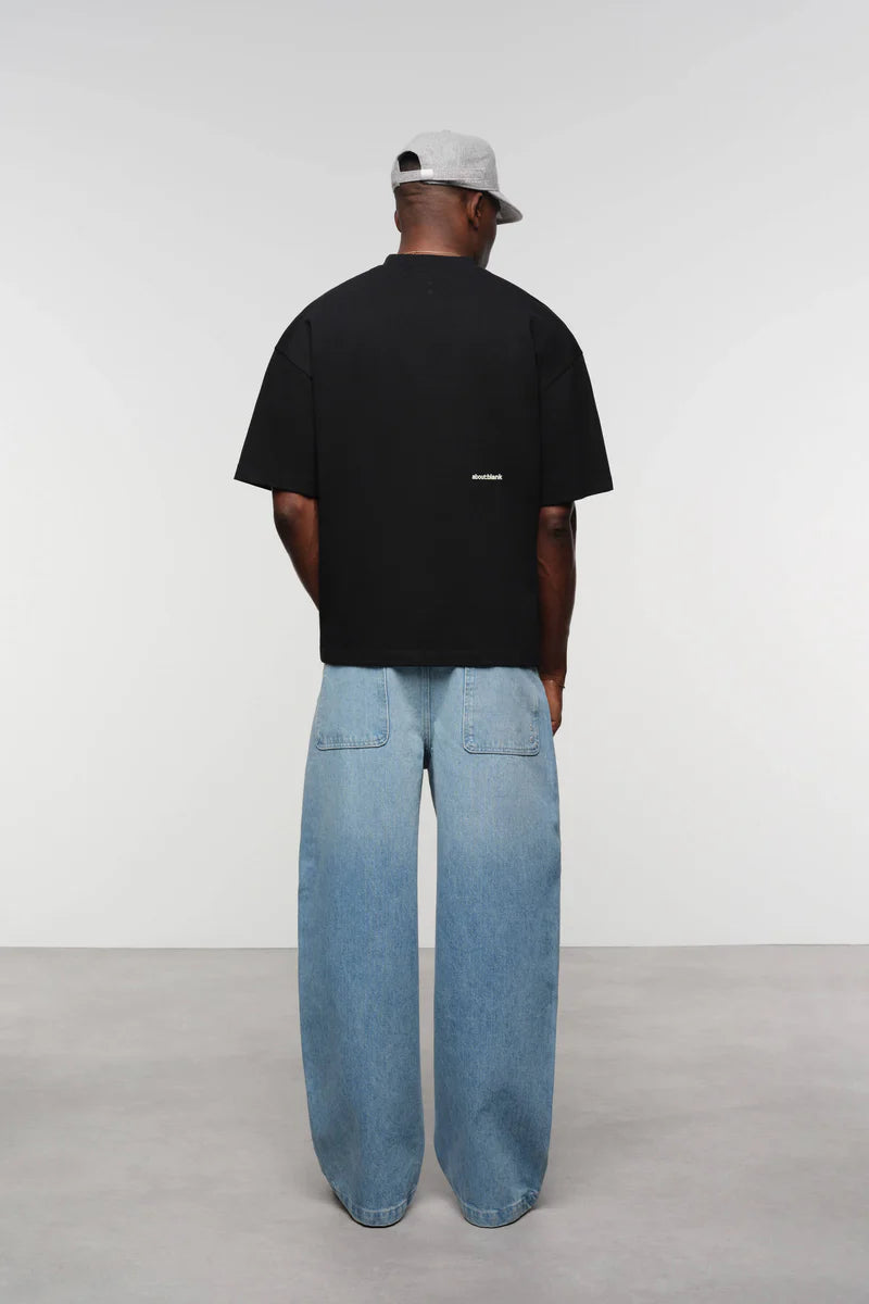 Mock neck t-shirt - black/ecru