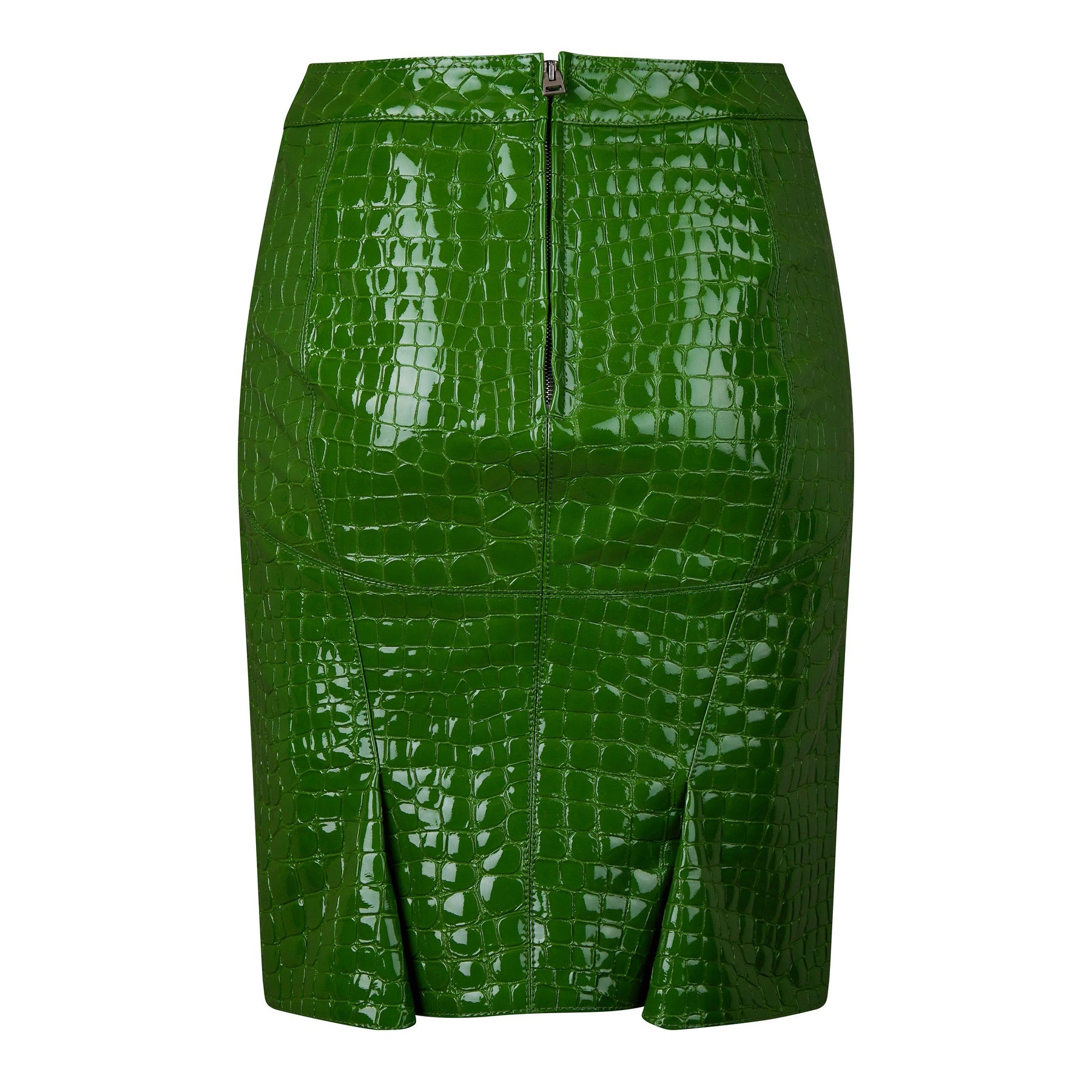 Glossy Croc Embossed Leather Skirt