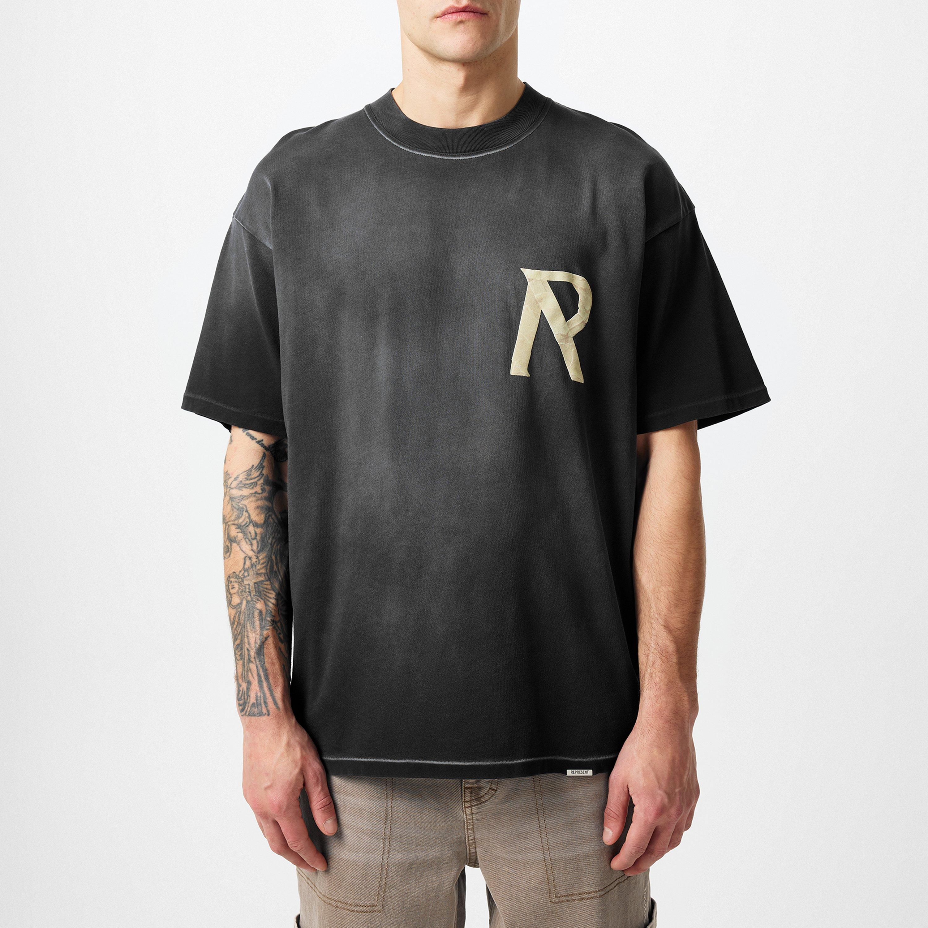 Men's Masking Tape Initial Logo Design T-Shirt
