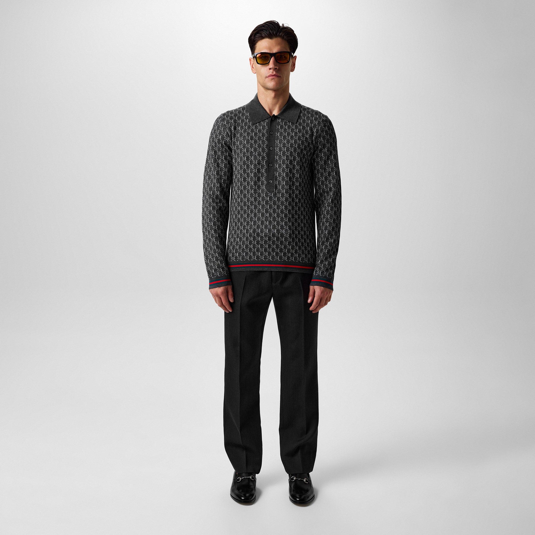 Long Sleeve Knit Polo Shirt