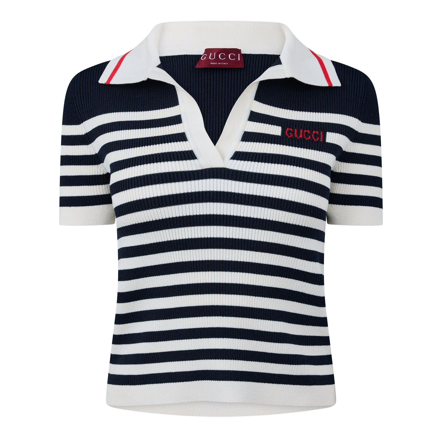 Cotton And Viscose Rib Polo Top