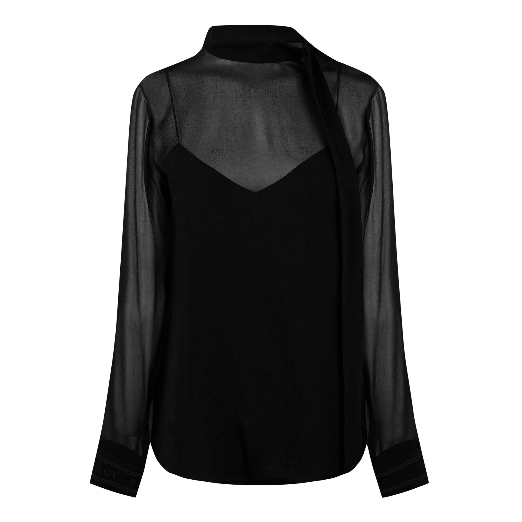 Women's Plain Silk Tie-Detailed Georgette Blouse