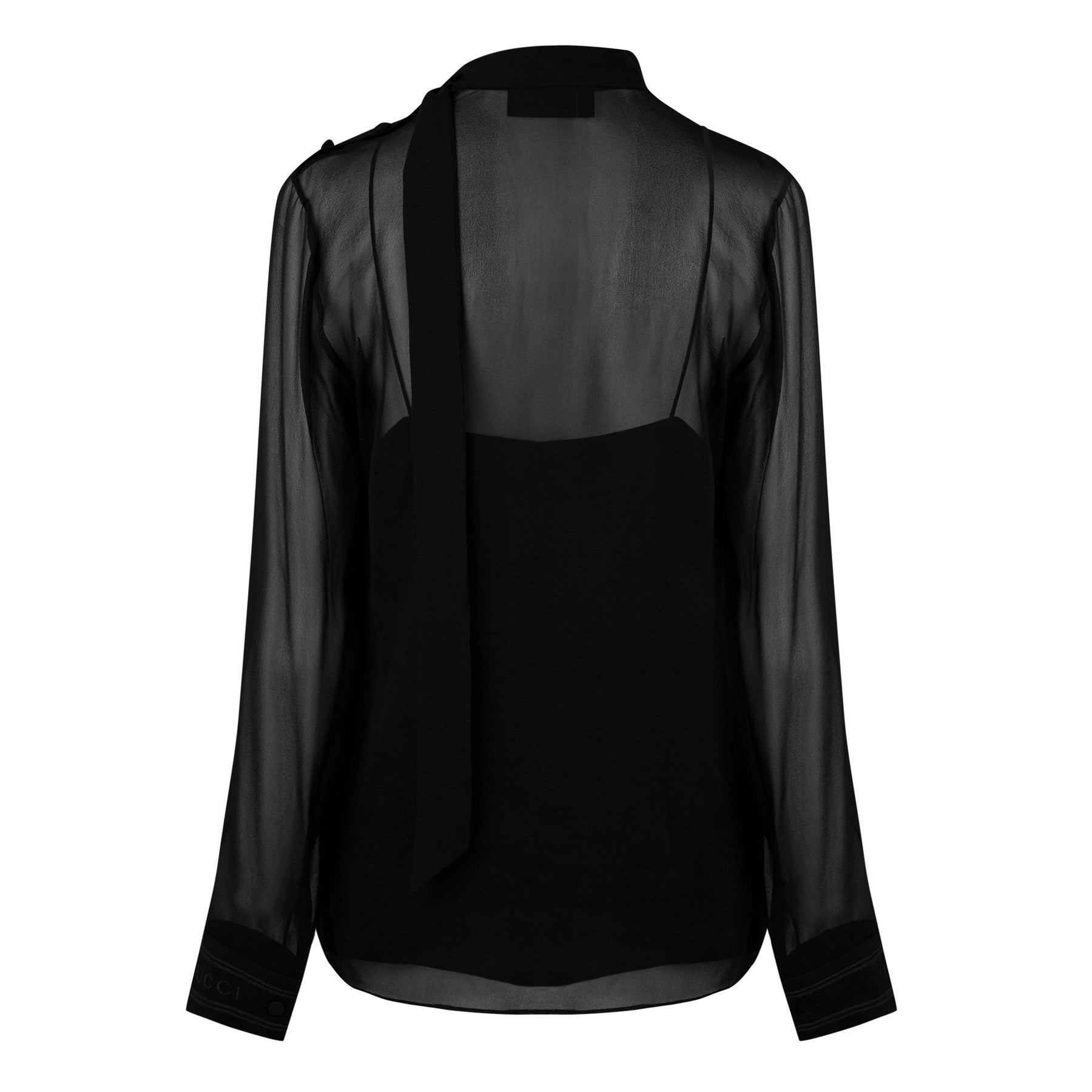 Women's Plain Silk Tie-Detailed Georgette Blouse