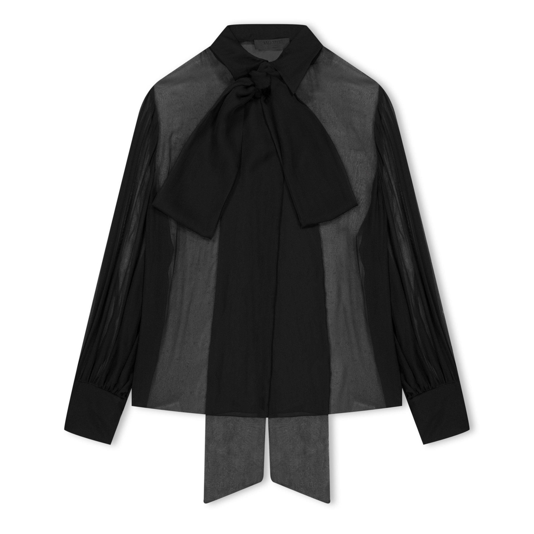 Silk-Chiffon Bow Blouse