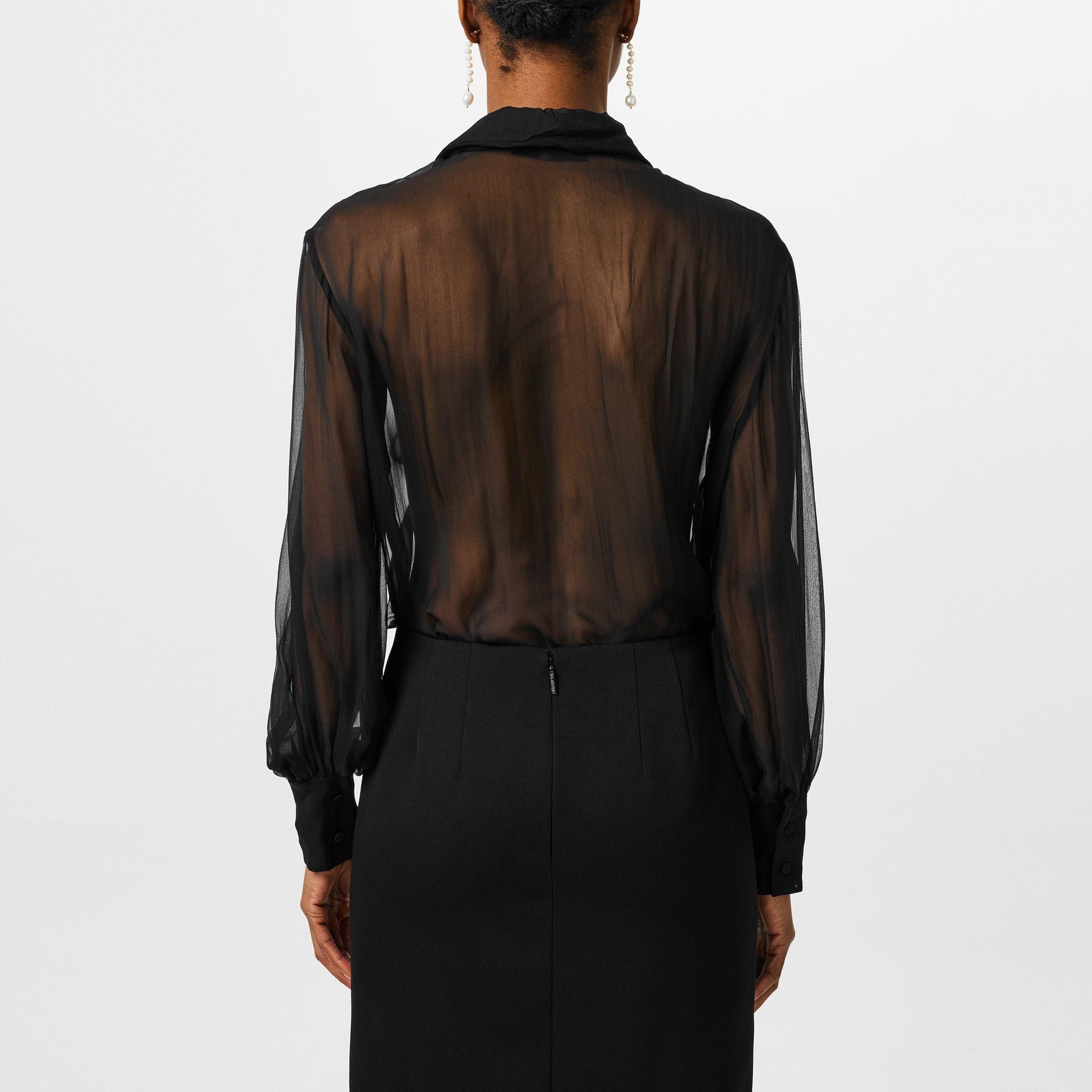 Silk-Chiffon Bow Blouse