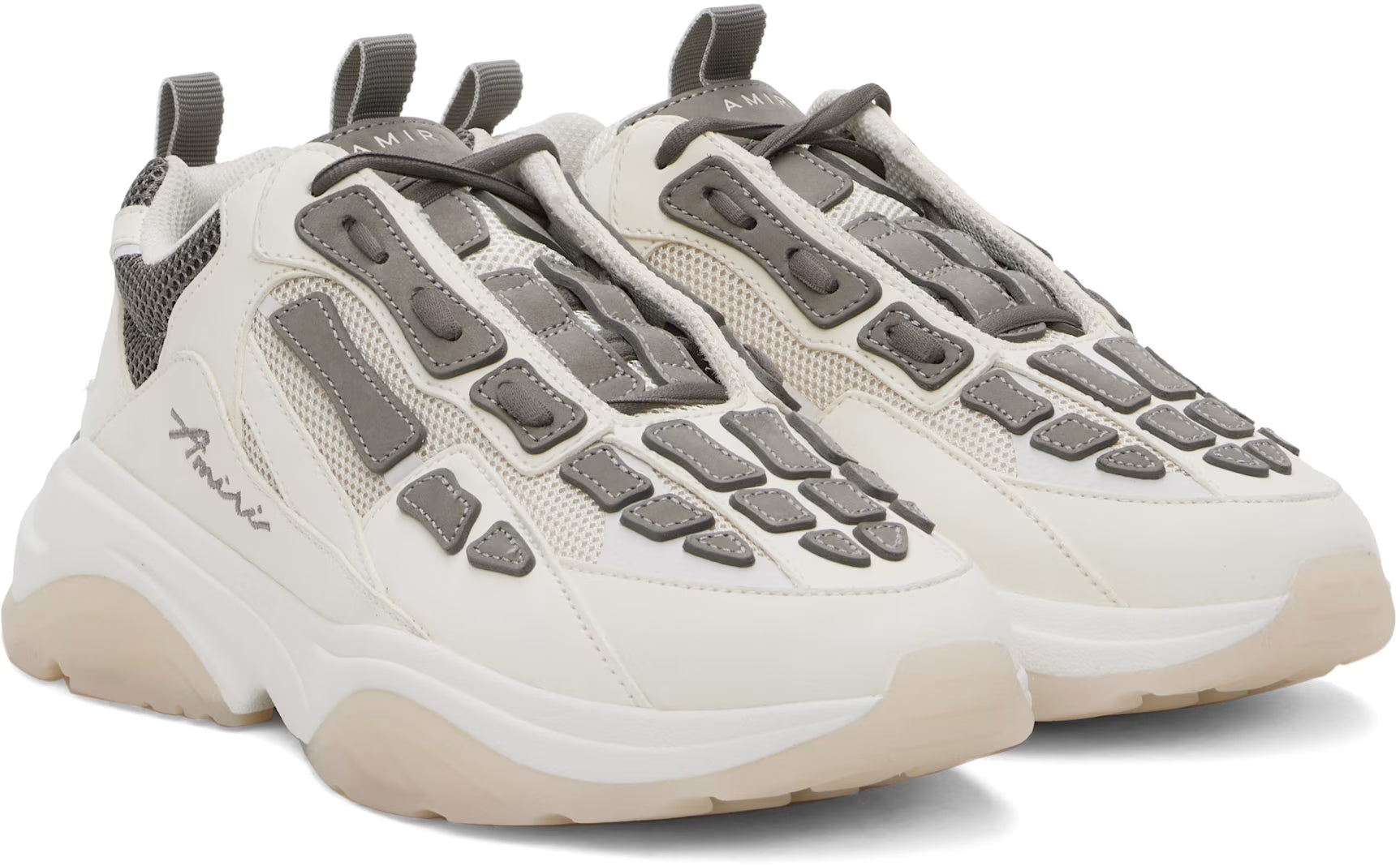White & Gray Bone Runner Sneakers