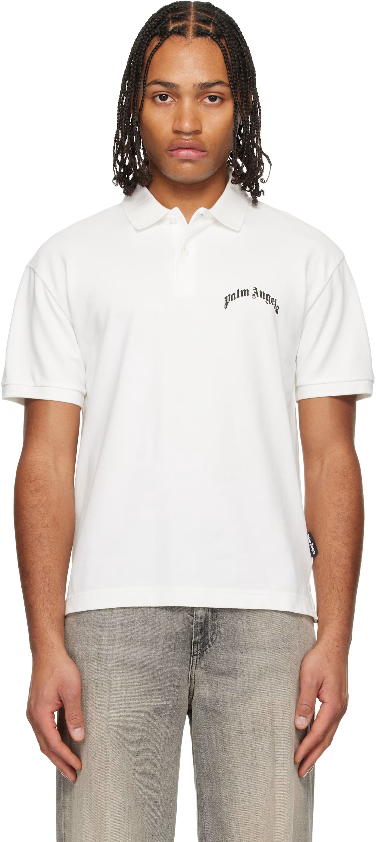 White Curved Logo Polo