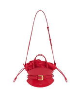Red Leather Mini Bag with Drawstring