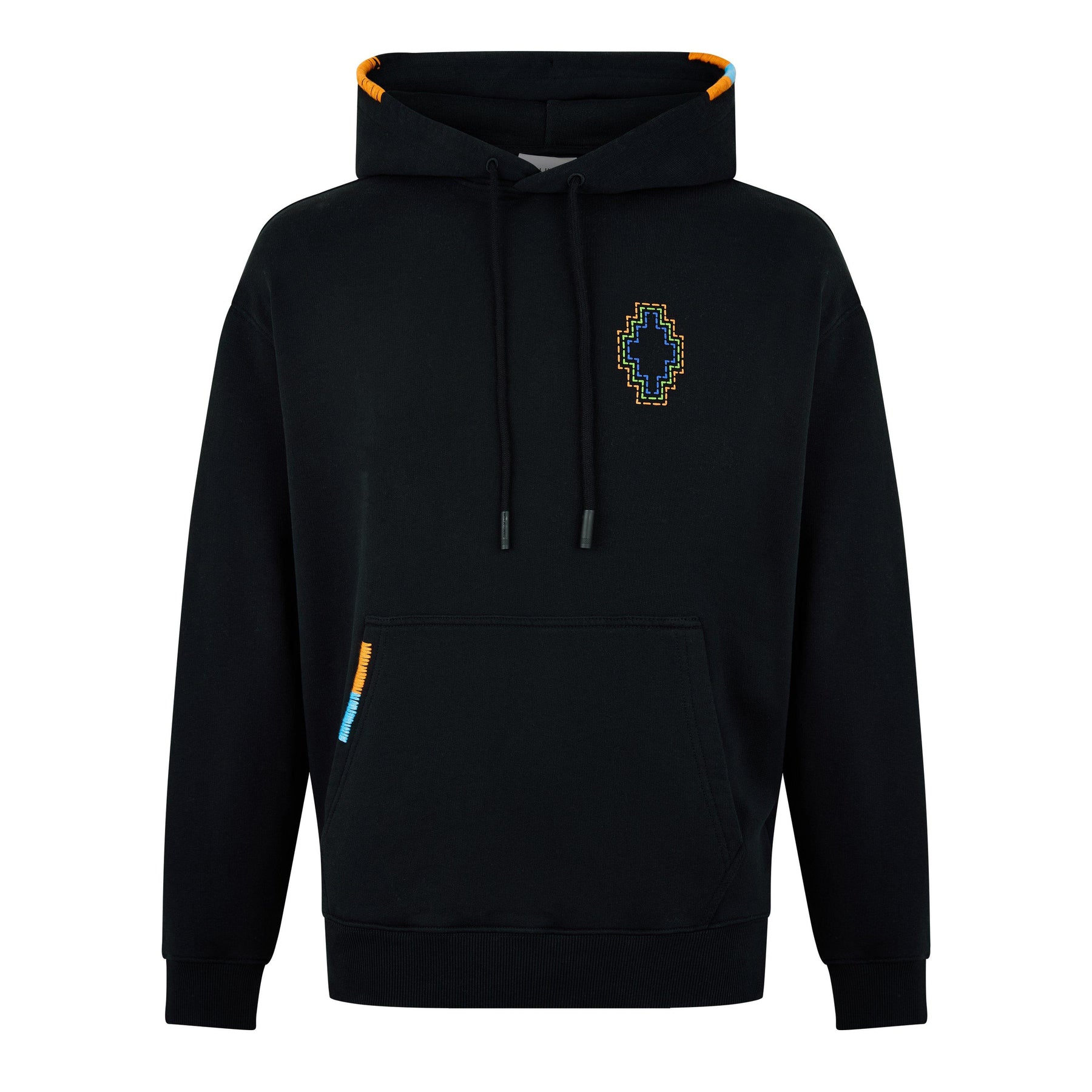 Cross-Embroidered Drawstring Hoodie