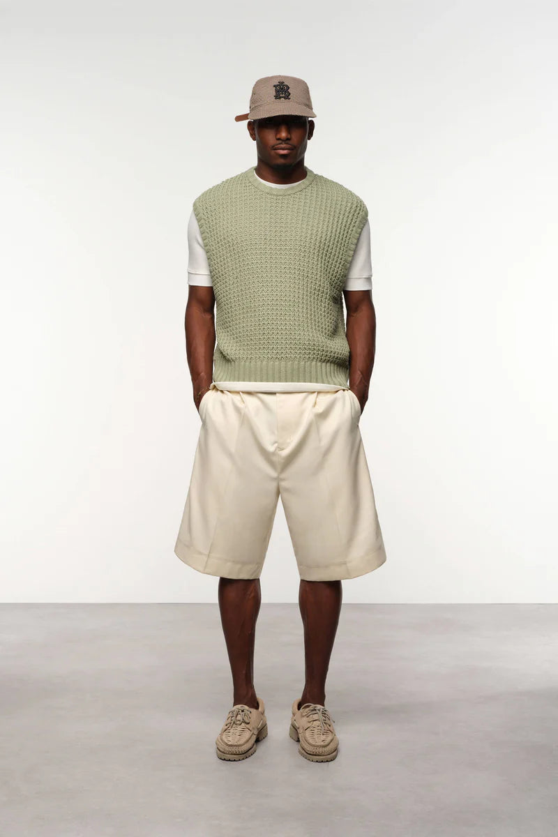 moss stitch knitted vest