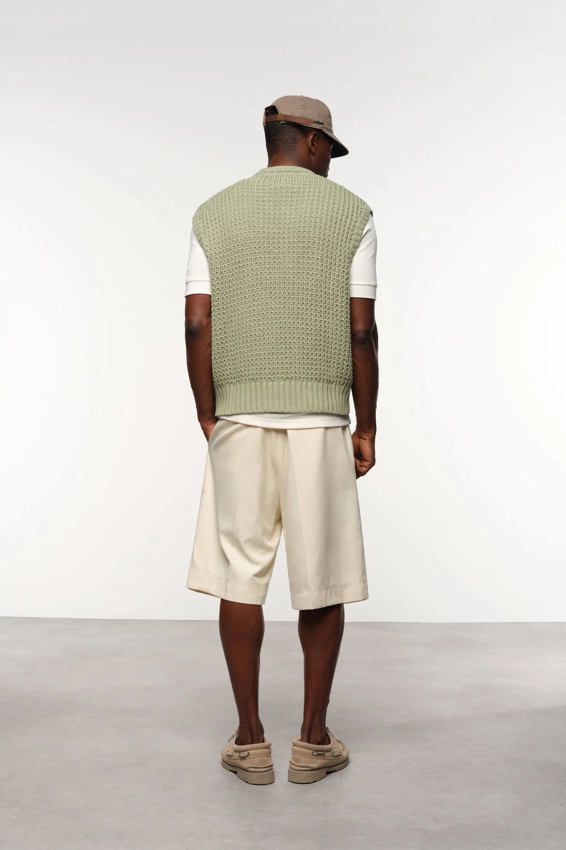 moss stitch knitted vest