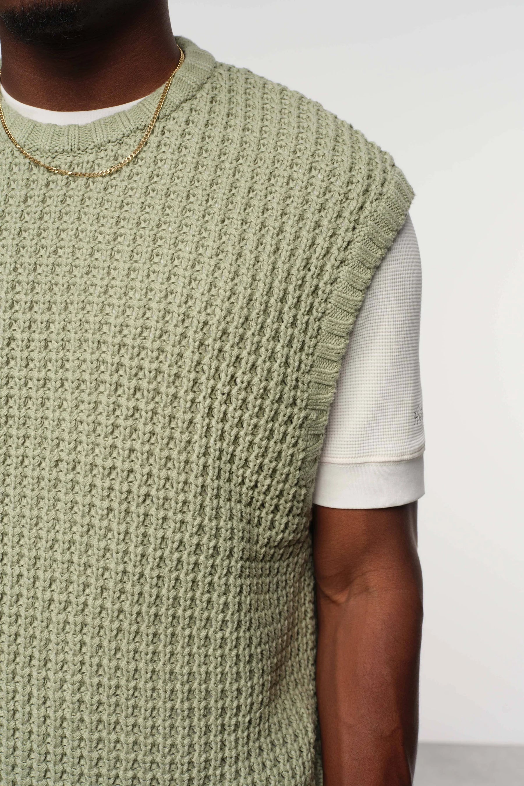 moss stitch knitted vest