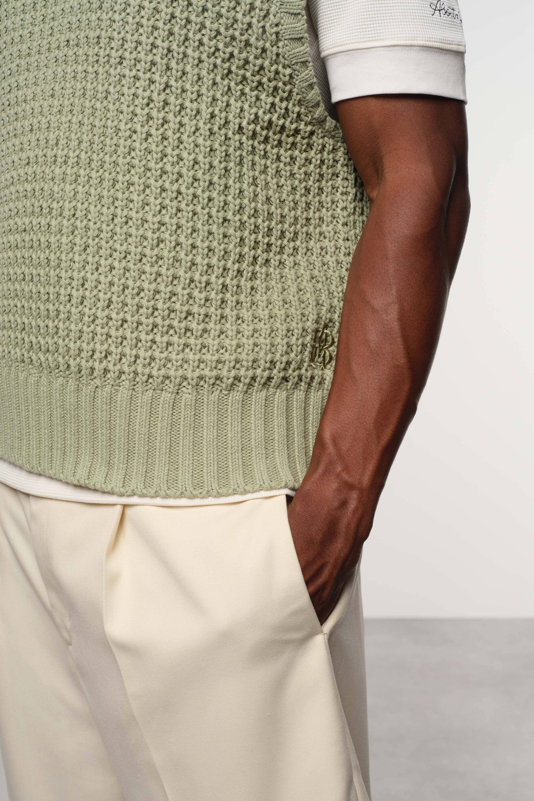 moss stitch knitted vest