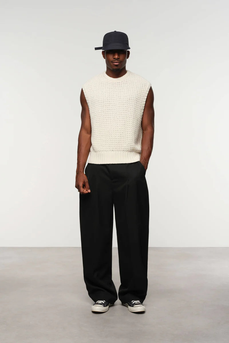 moss stitch knitted vest
