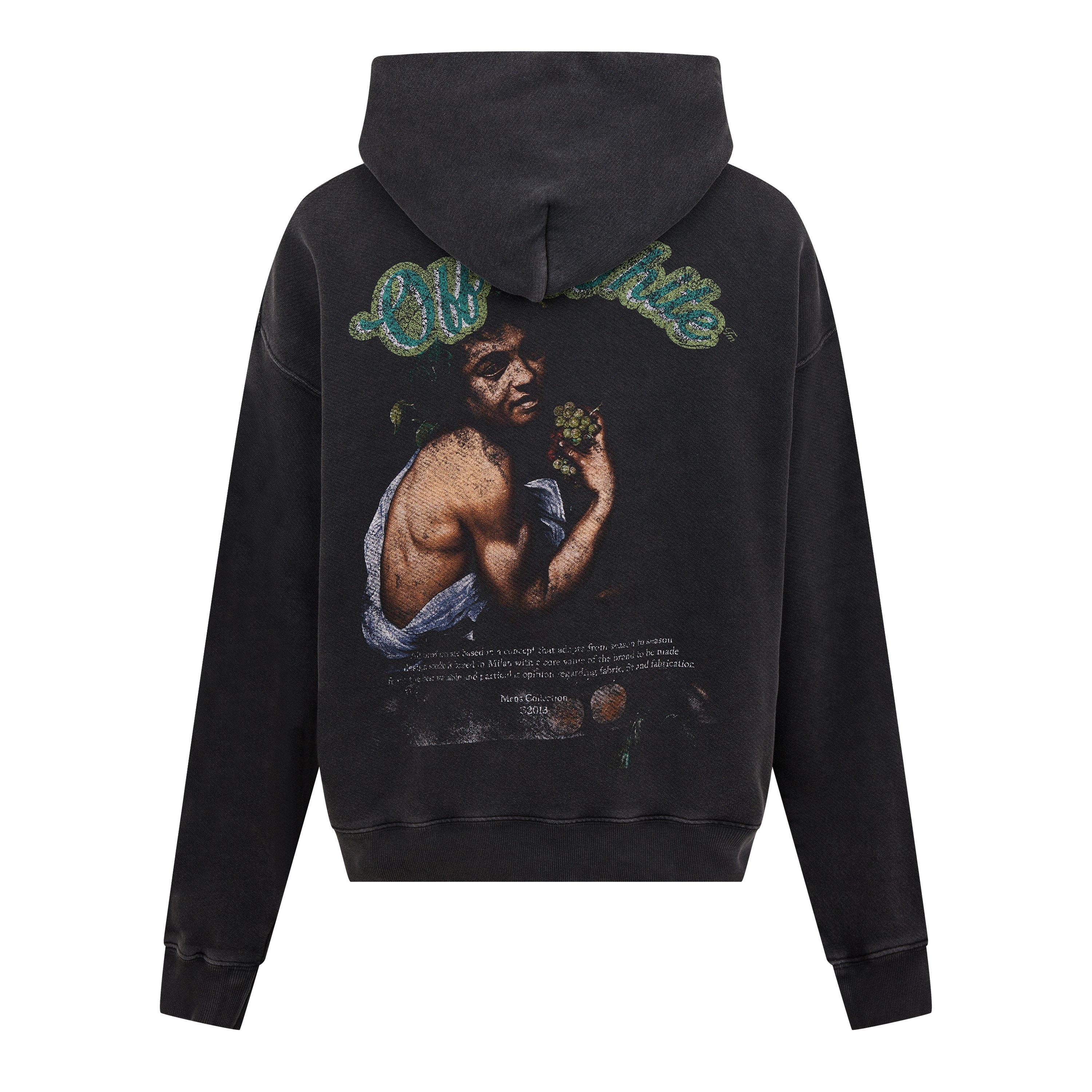 Bacchus Skate Distressed Print Cotton Long Sleeve Hoodie