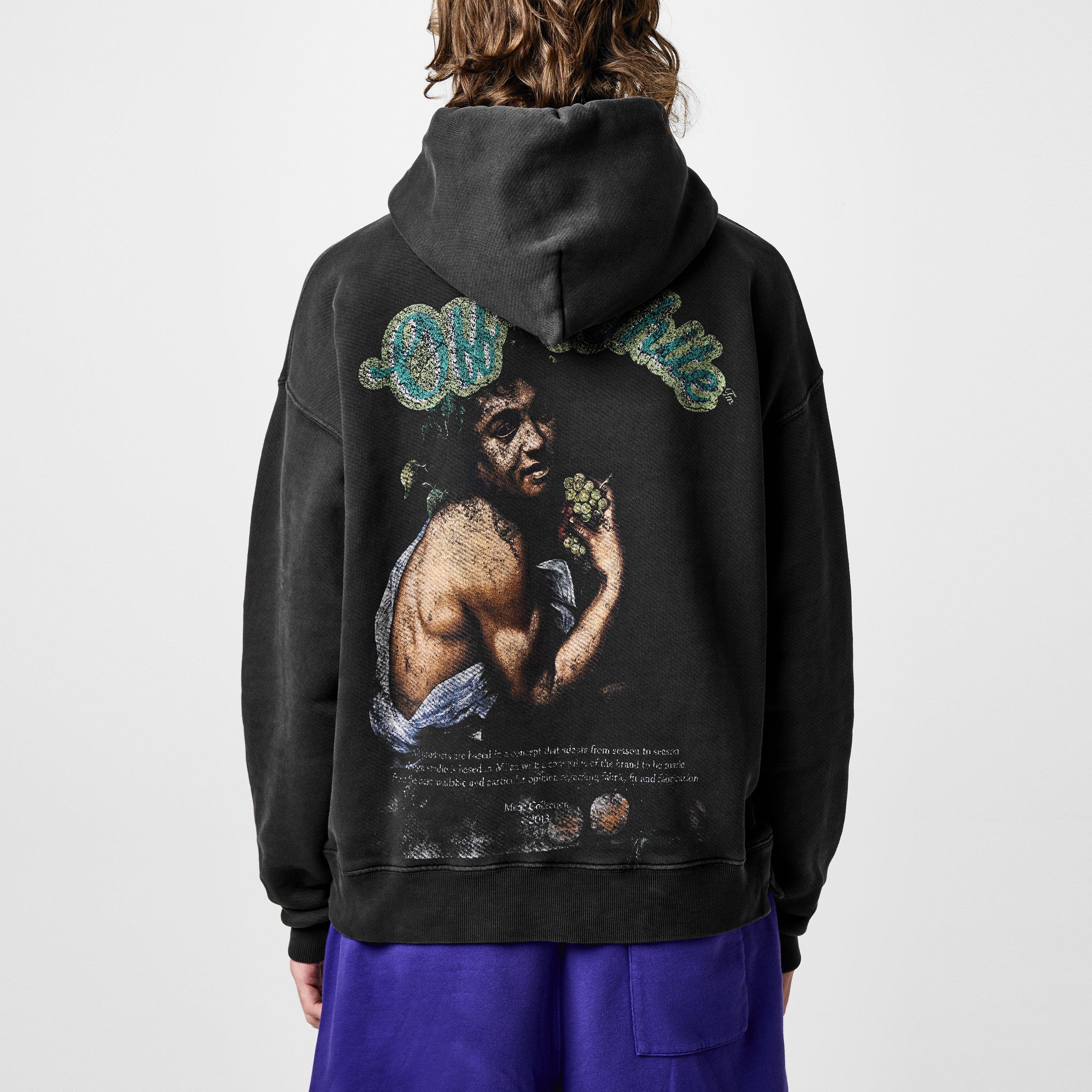Bacchus Skate Distressed Print Cotton Long Sleeve Hoodie
