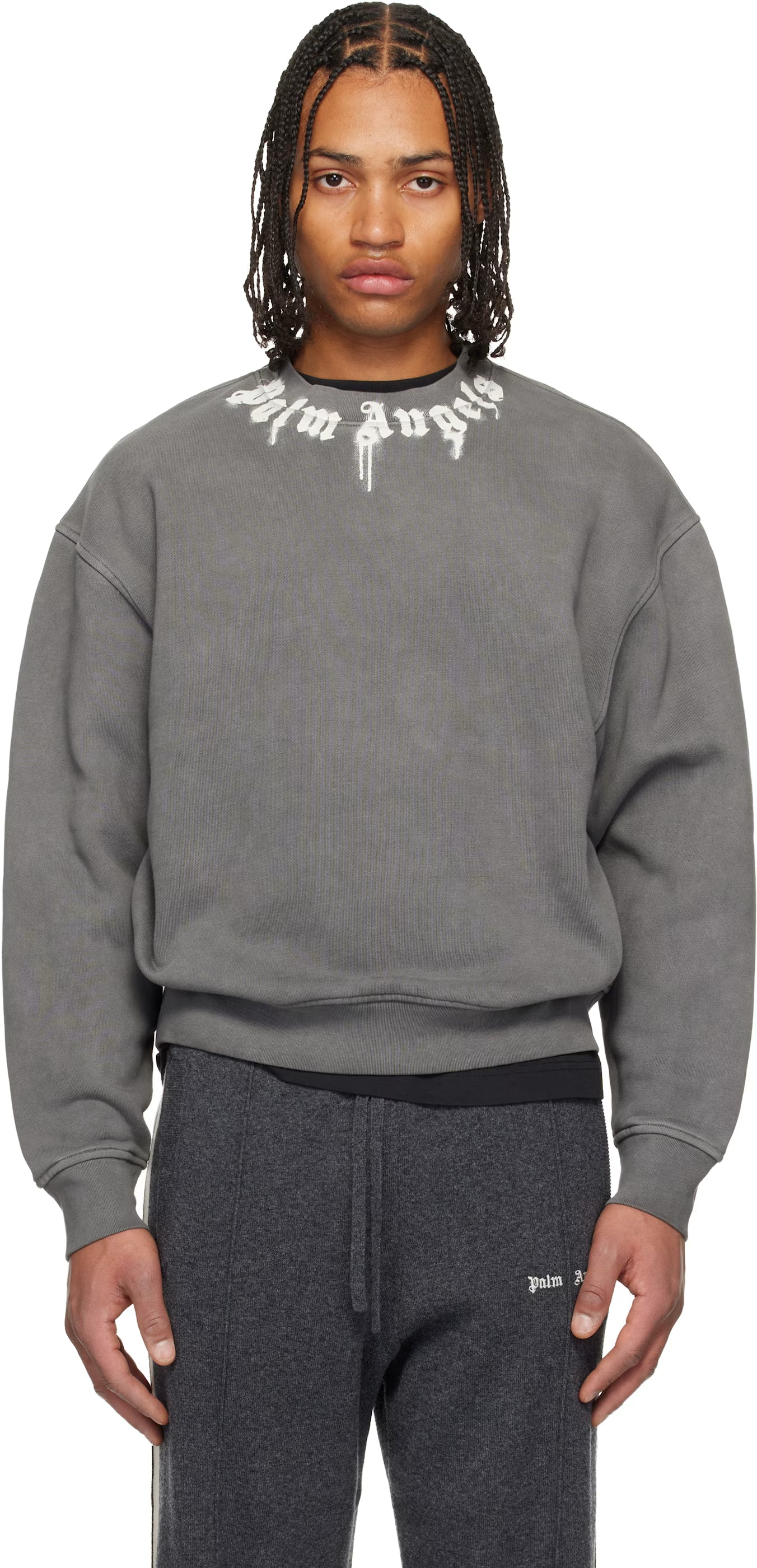 Gray Neck Logo Regular Crewneck Sweatshirt