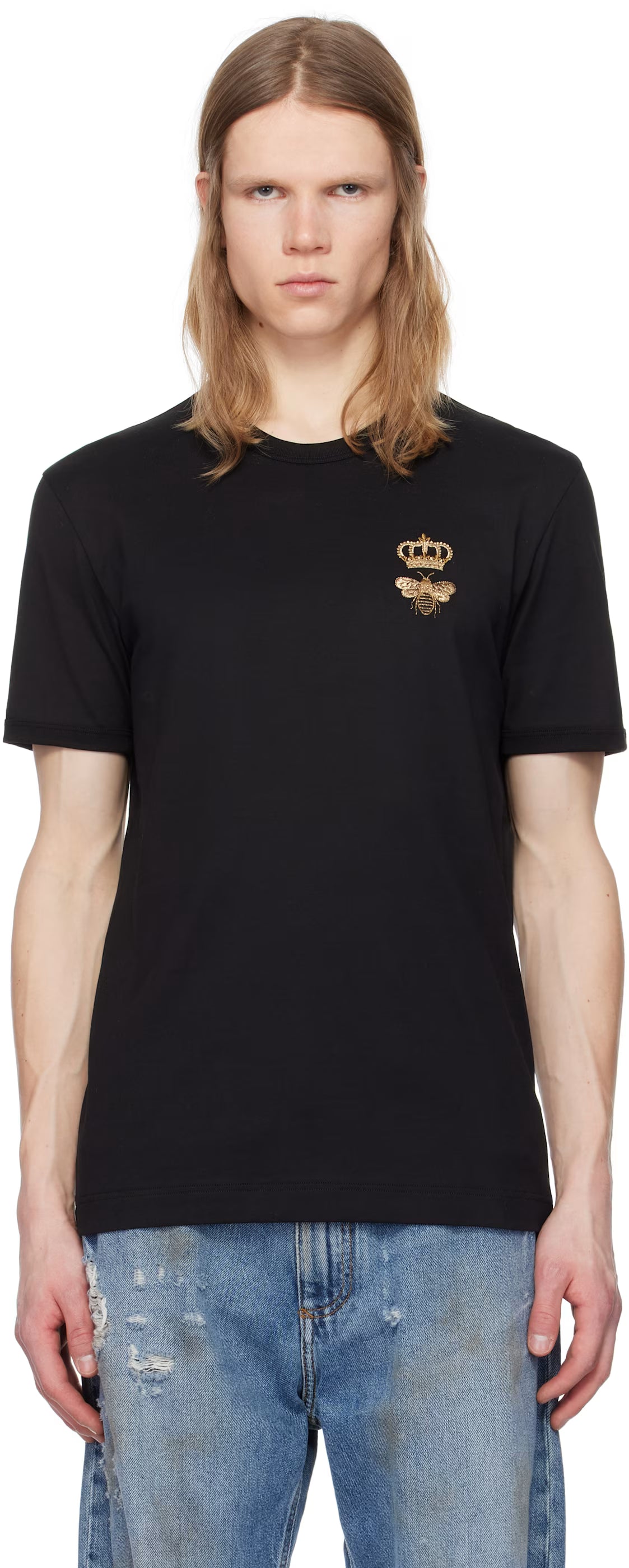 Dolce&Gabbana Black Cotton Embroidery T-shirt