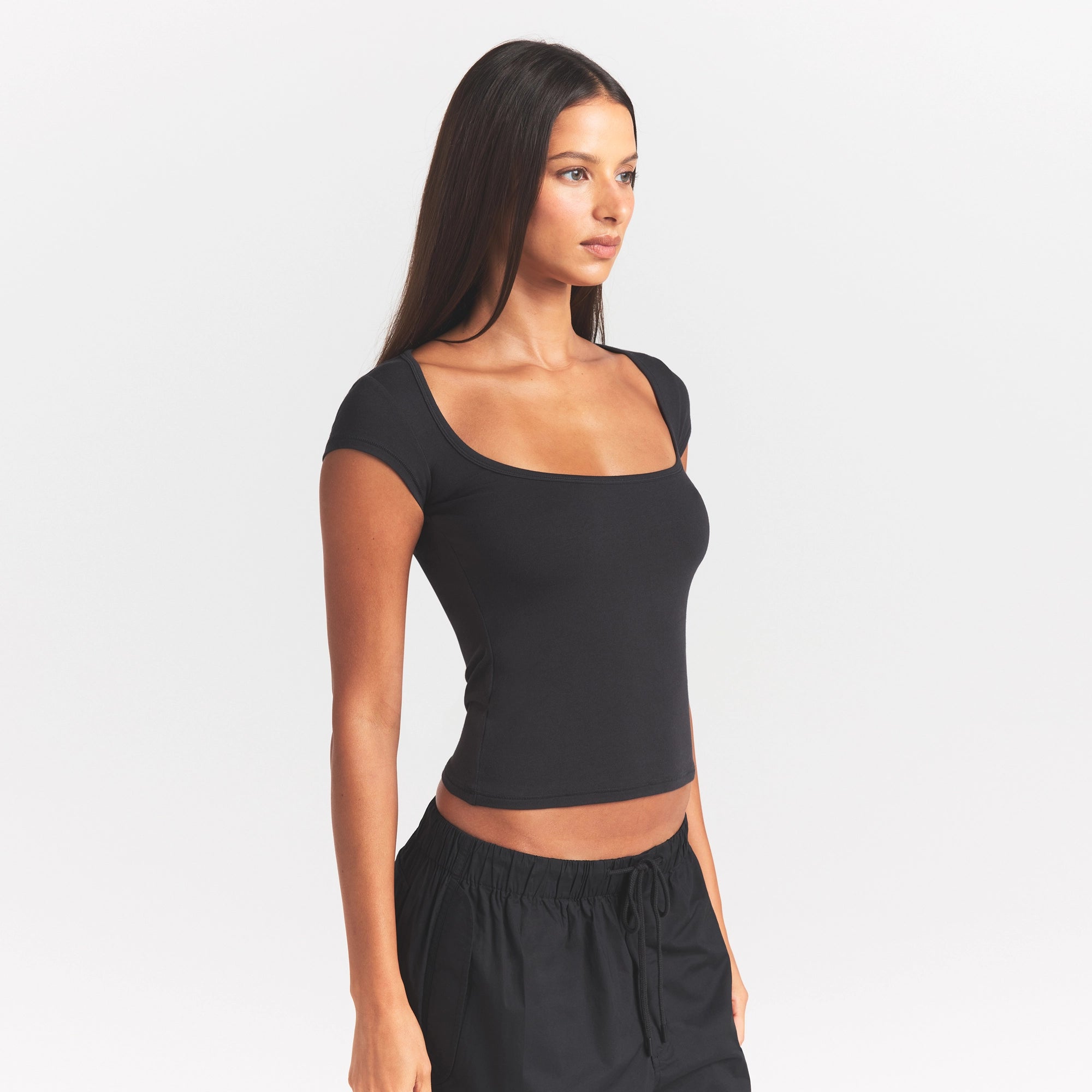 Cotton Jersey Scoop Neck T-shirt