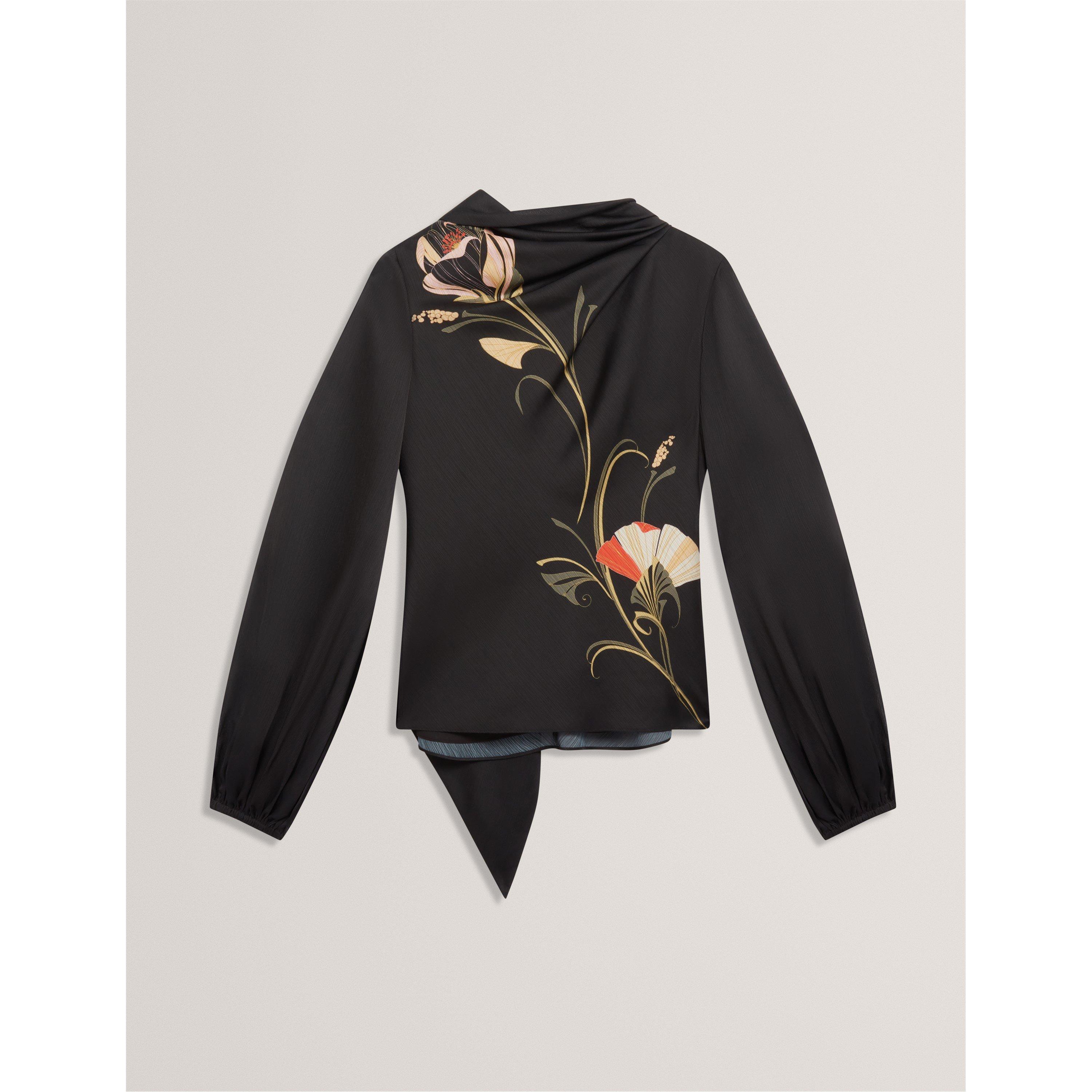 Tie Neck Long Sleeve Blouse