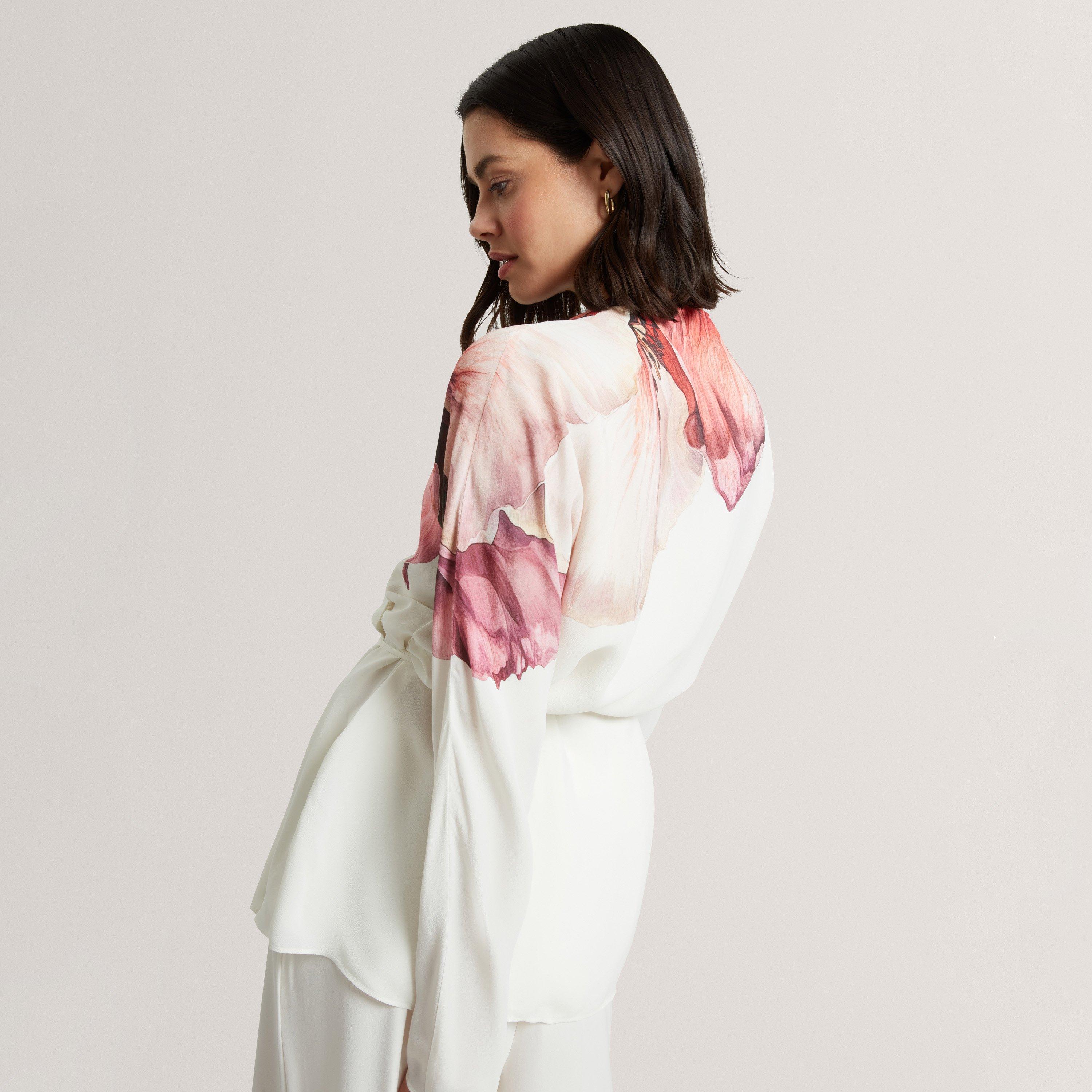 Ted Baker Print Detail Wrap Front Long Sleeve Blouse