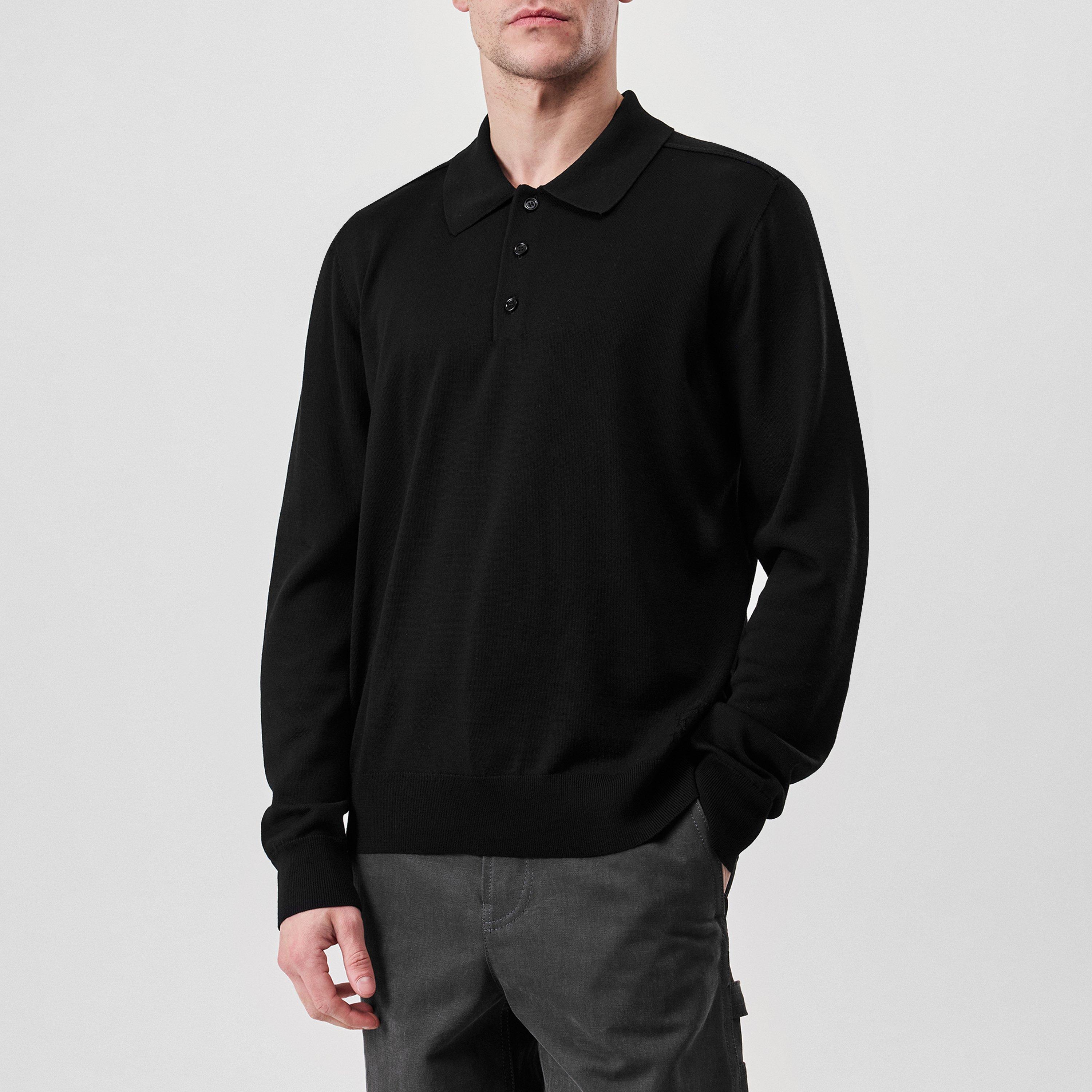 Long Sleeve Knit Polo Shirt