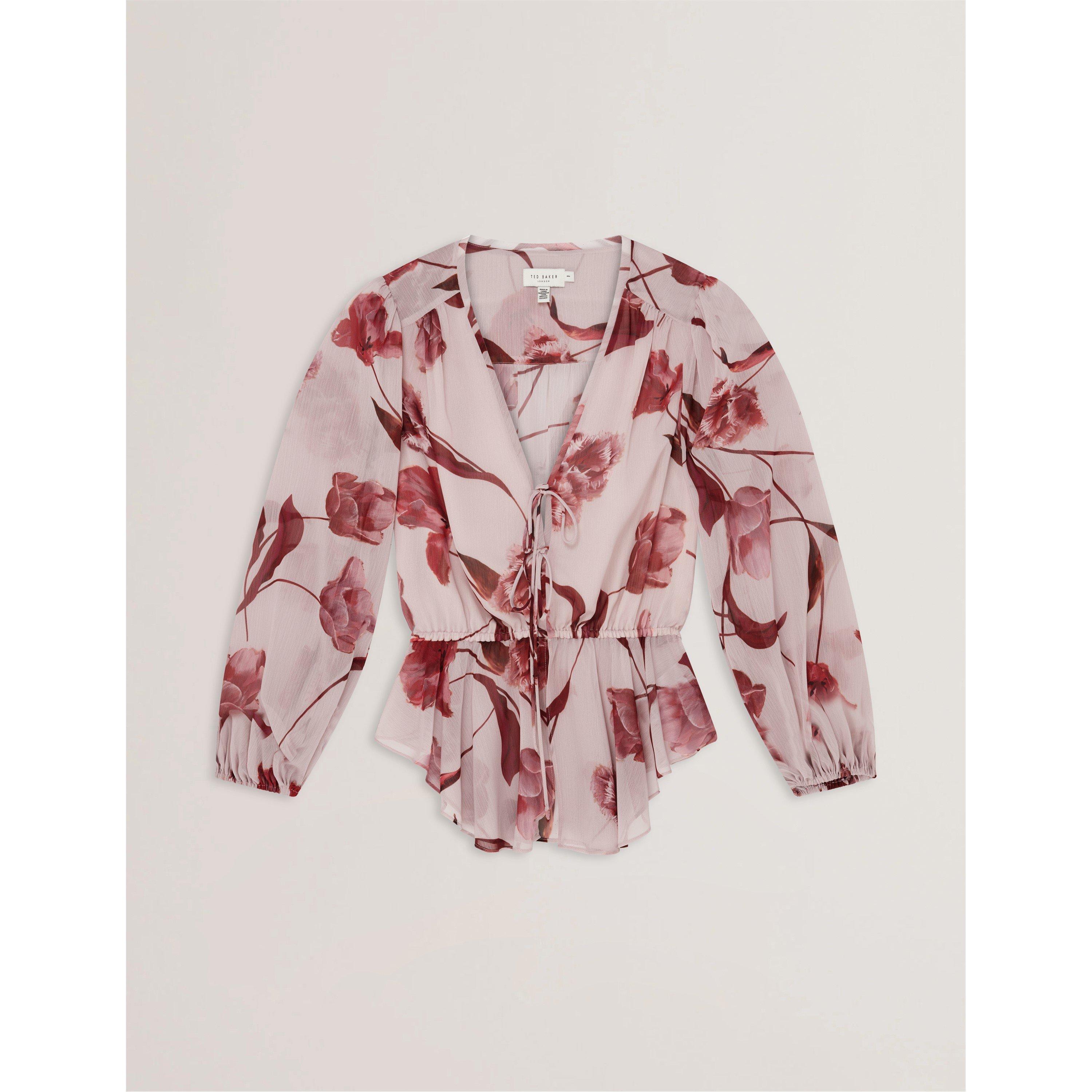 Woven Print Long-Sleeve Blouse