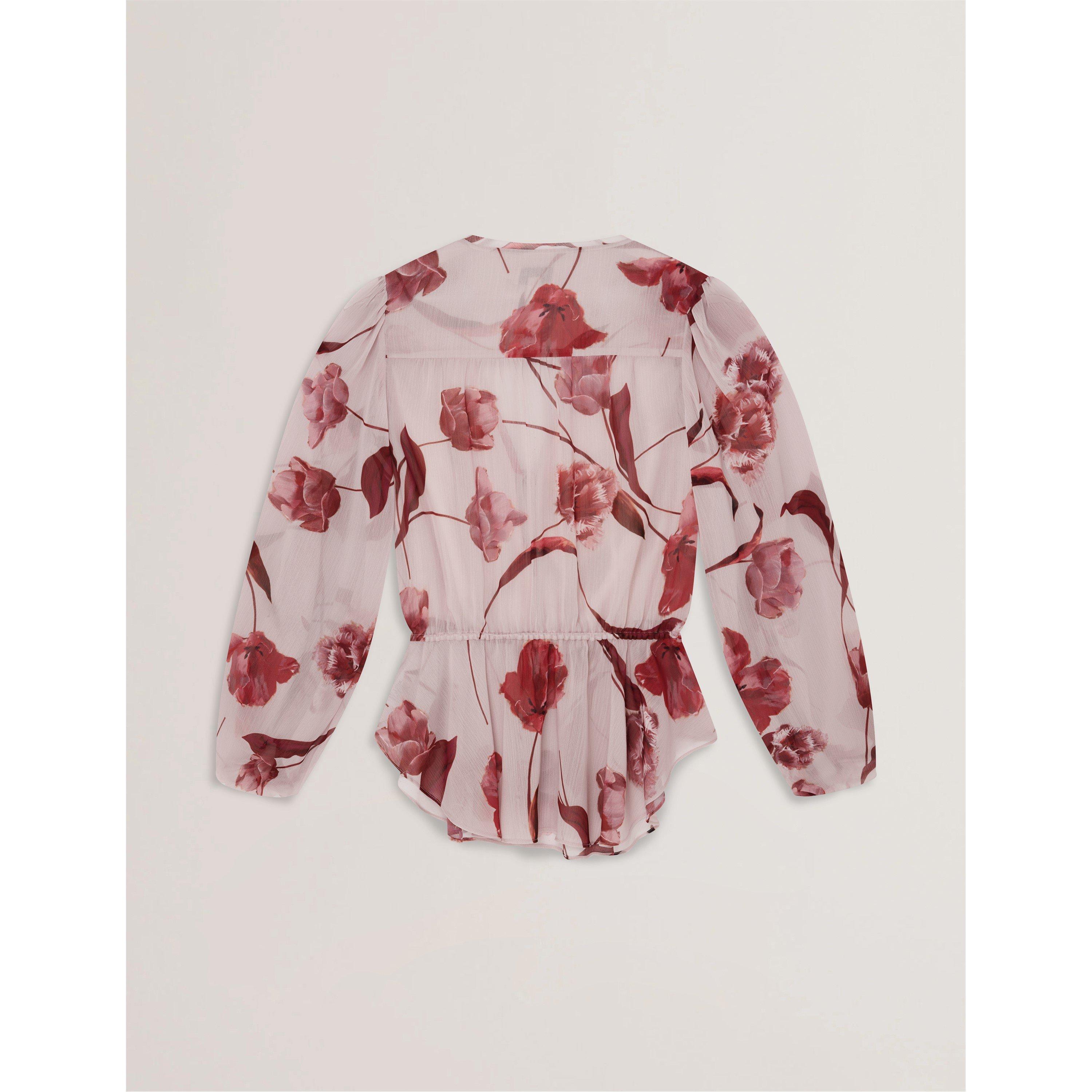 Woven Print Long-Sleeve Blouse