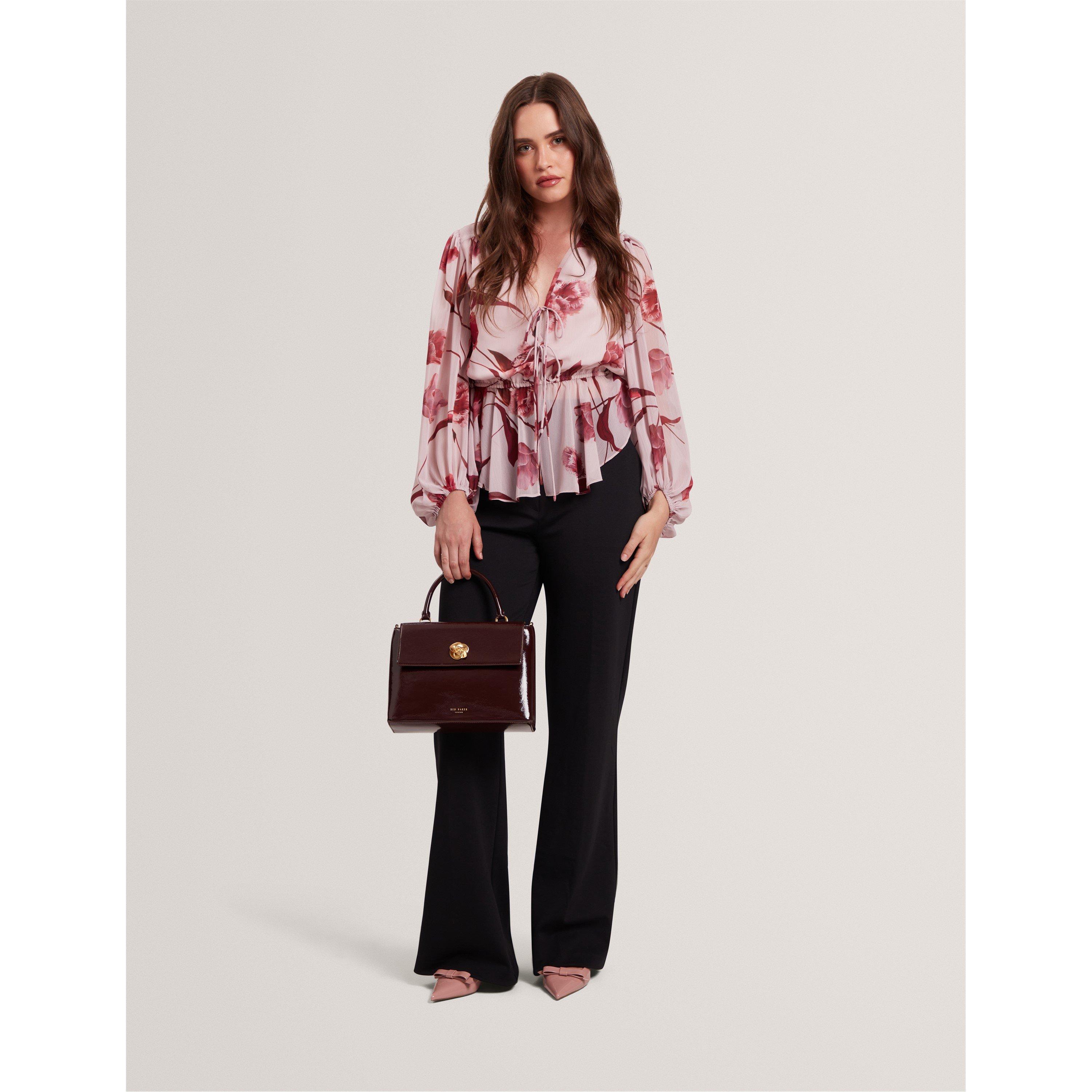 Woven Print Long-Sleeve Blouse