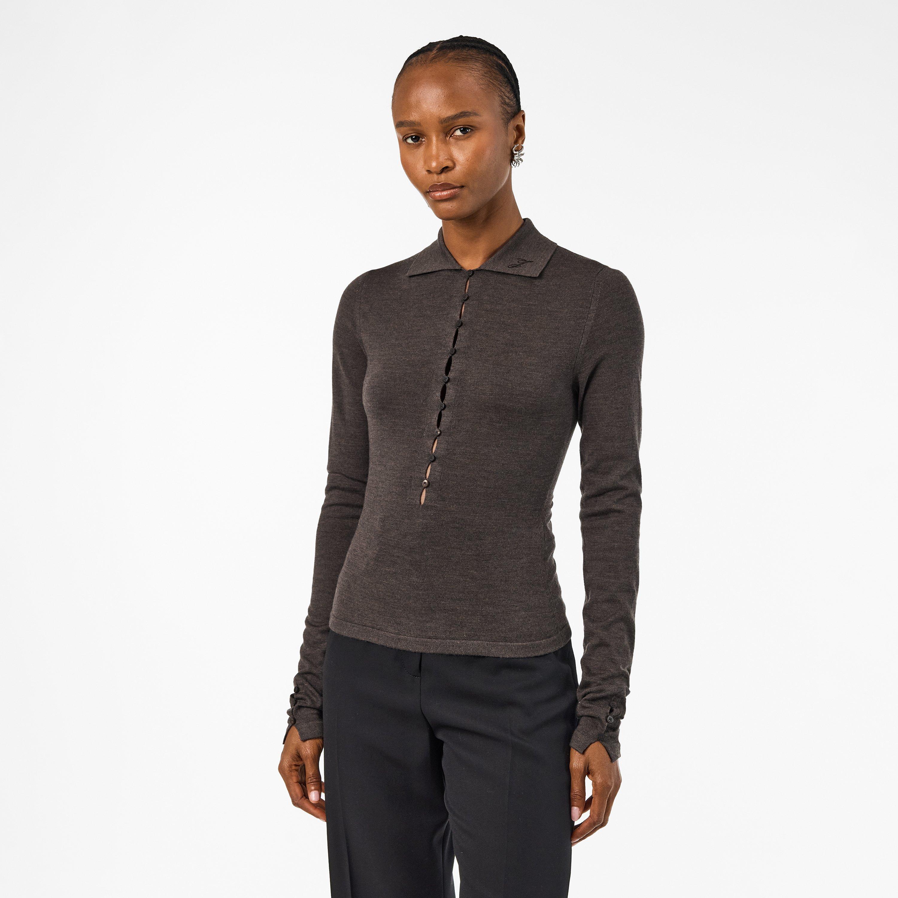 Jacquard Long Sleeve Blouse