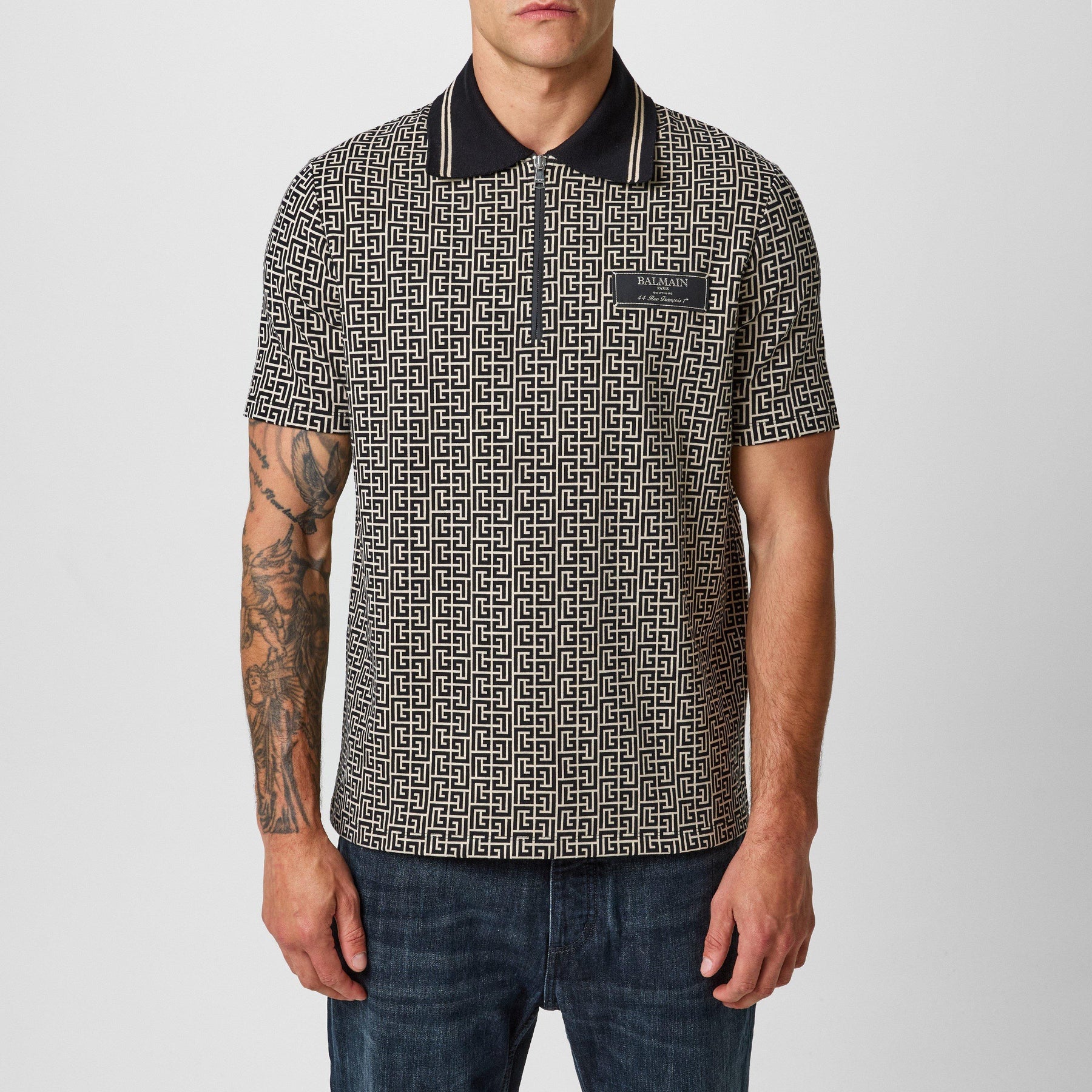 Monogram Zip Polo Shirt