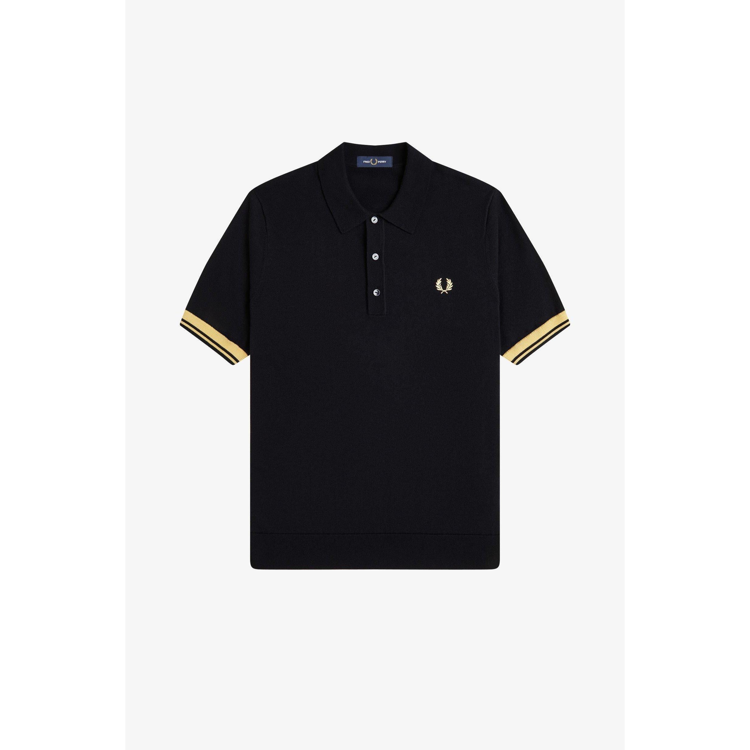 Knitted Cuff Short Sleeve Polo Shirt