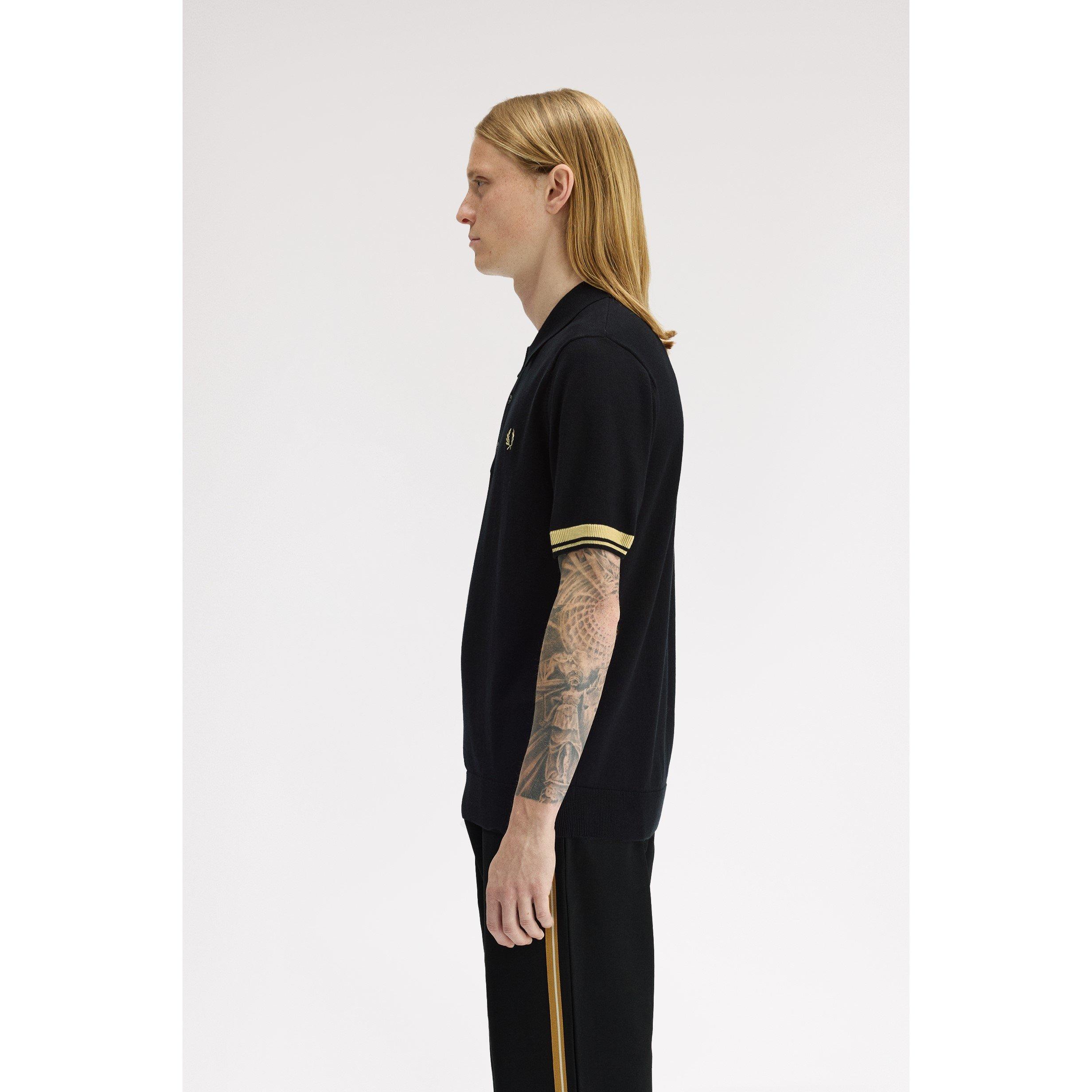 Knitted Cuff Short Sleeve Polo Shirt