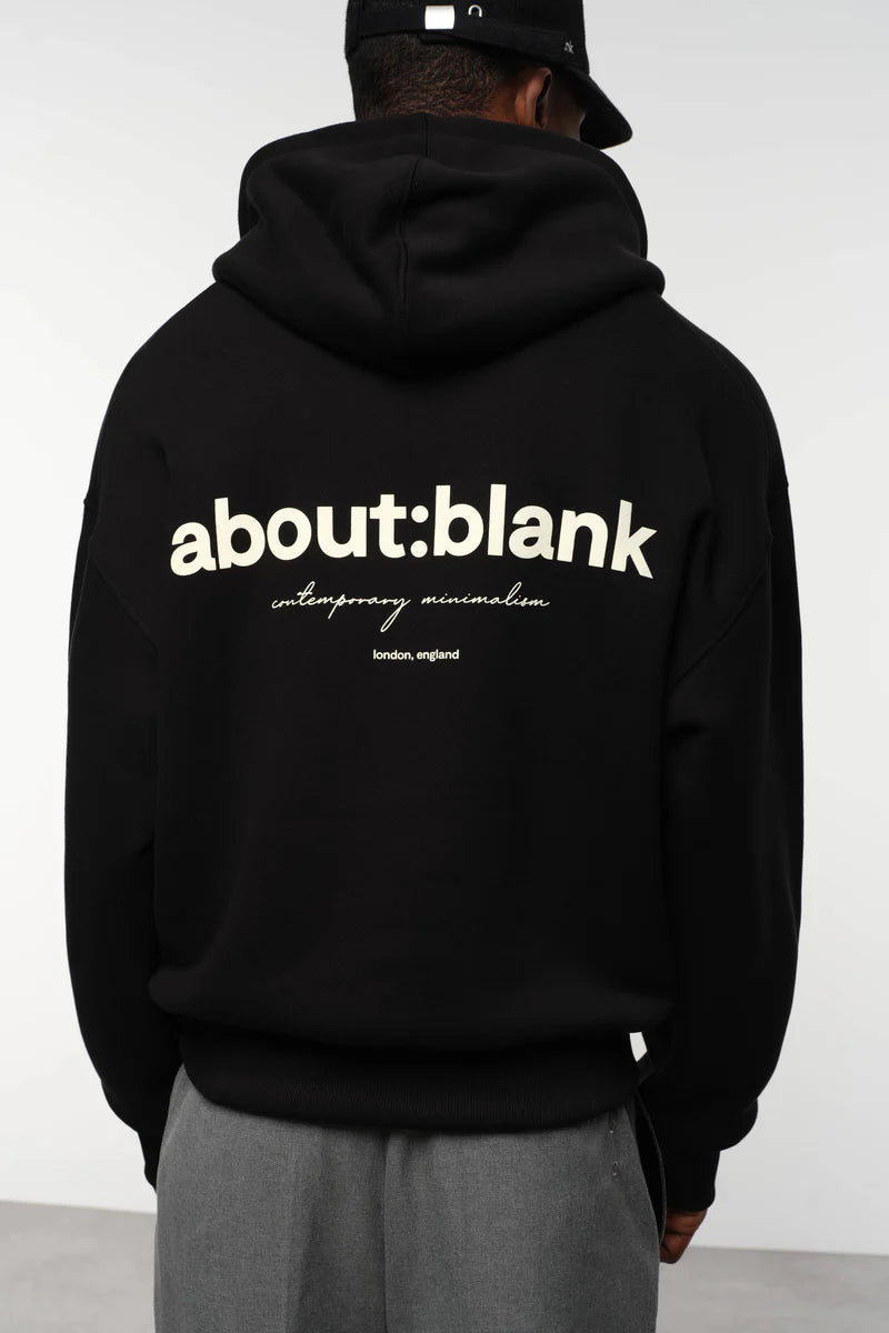 Box zip hoodie - black/ecru