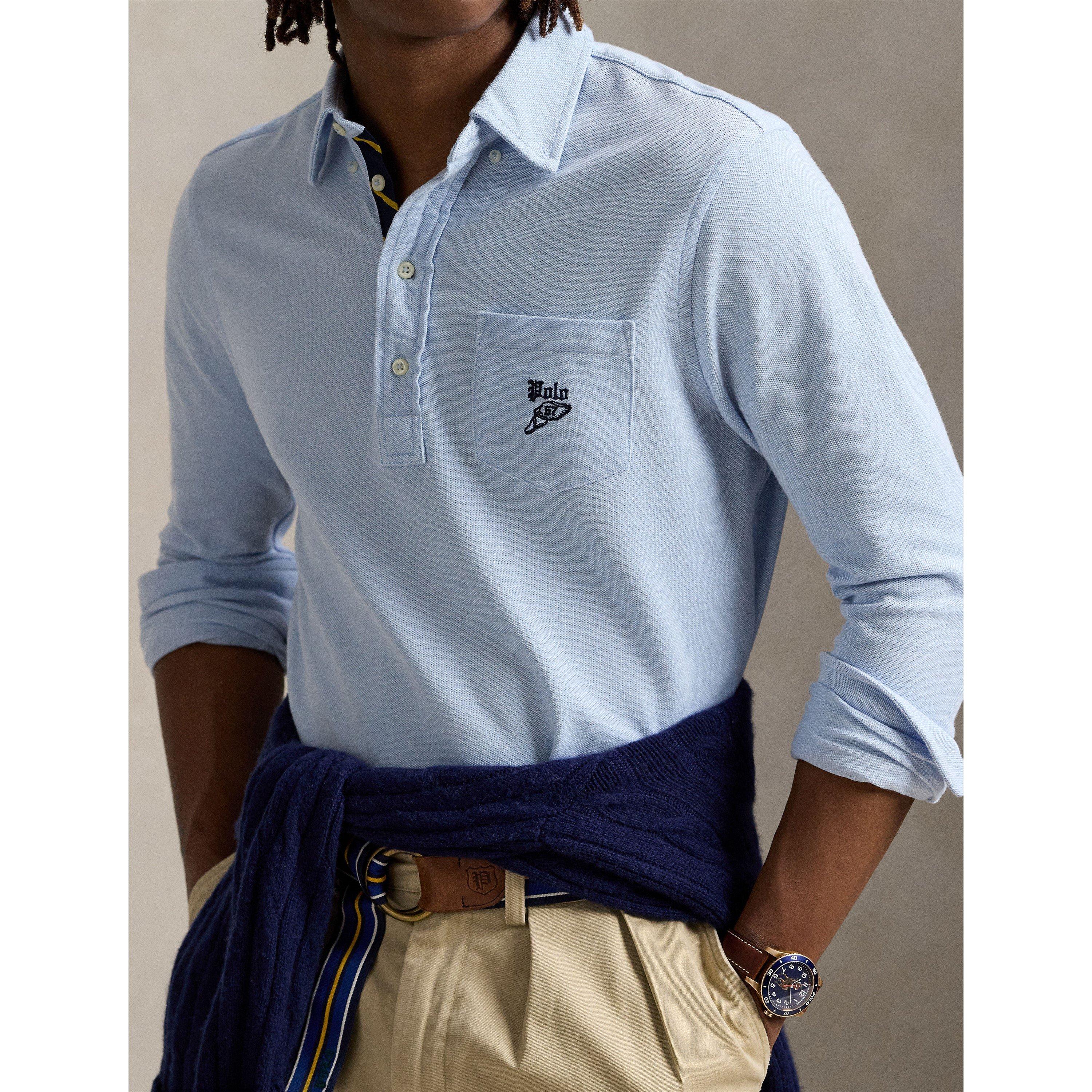 Embroidered Logo Chest Pocket Long Sleeve Shirt