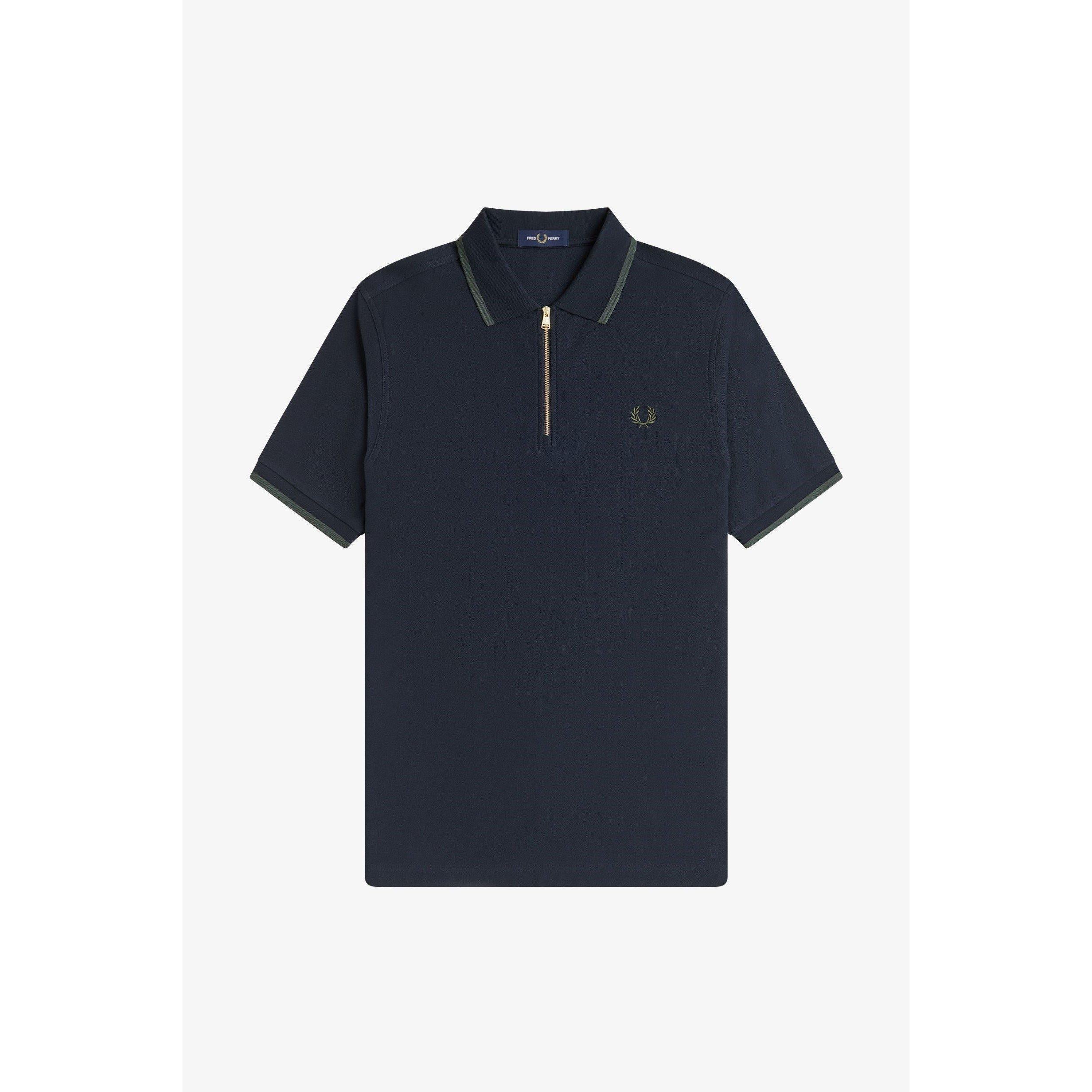 Crepe Zipped Short-Sleeve Polo Shirt
