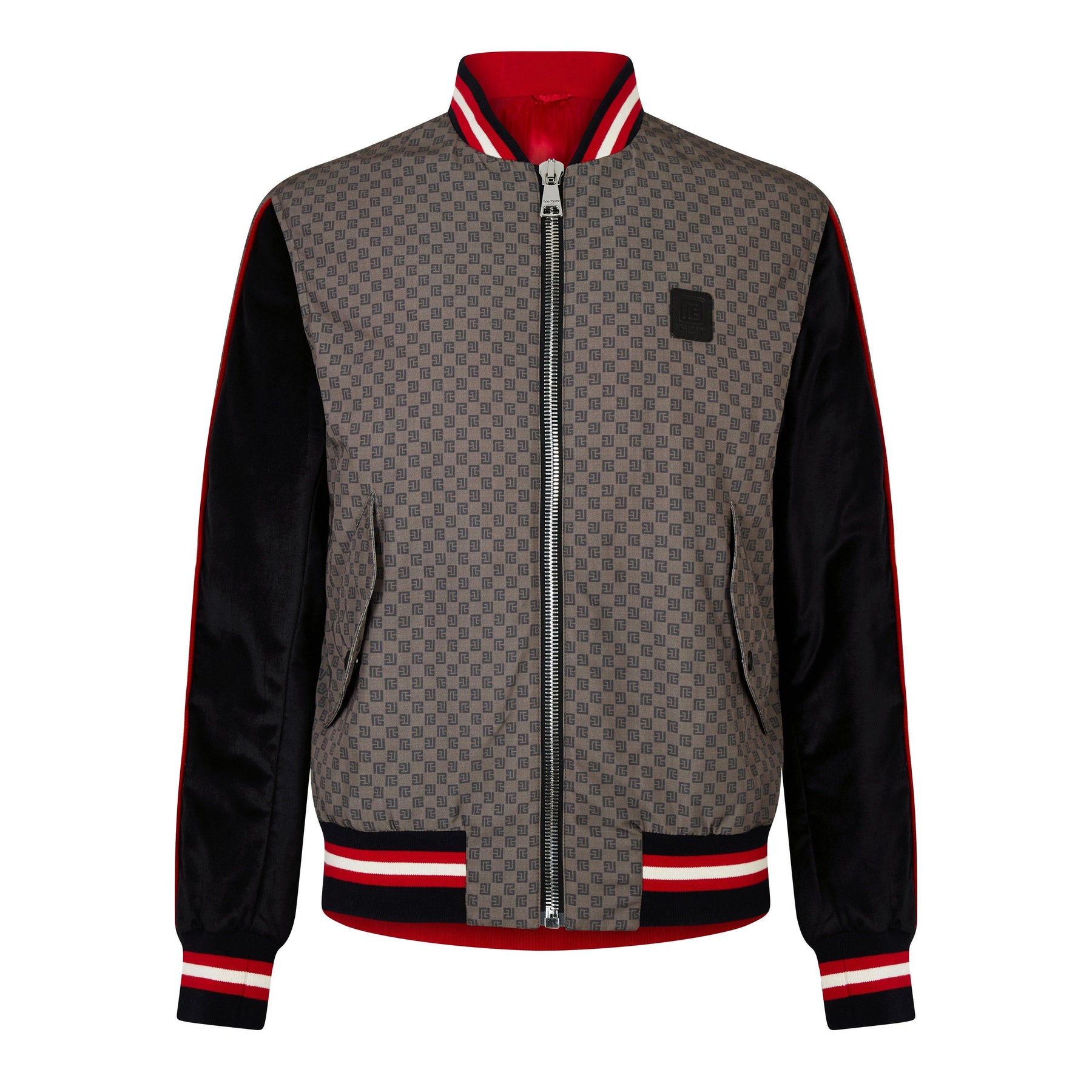 Monogrammed Zip-Up Bomber Jacket