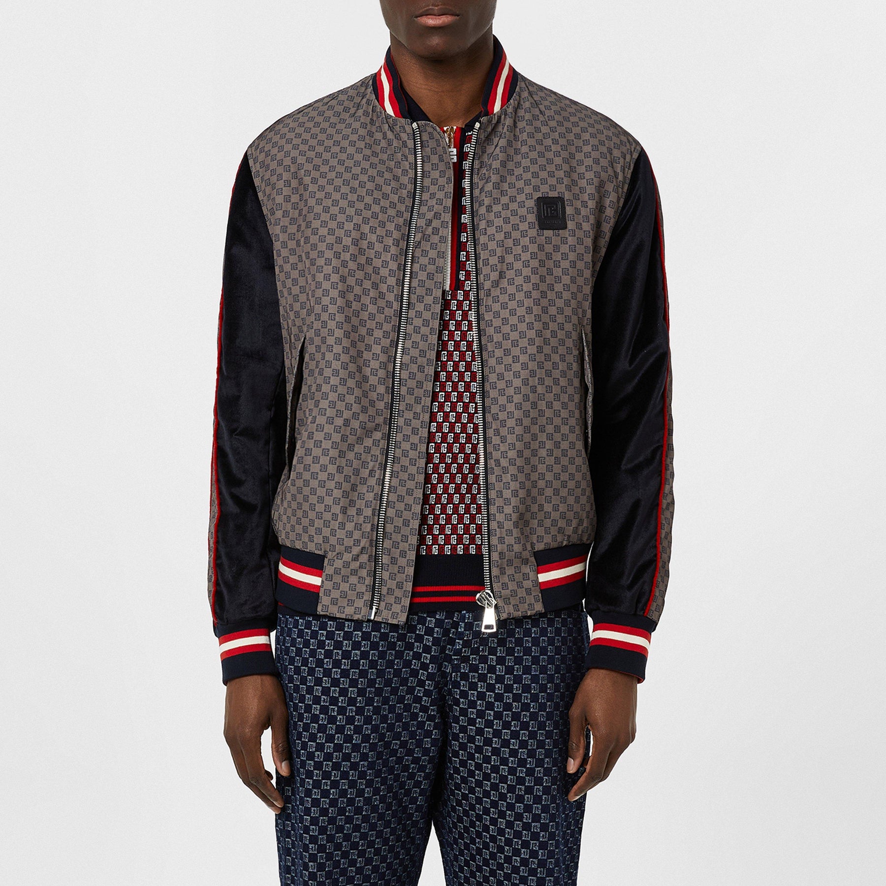 Monogrammed Zip-Up Bomber Jacket