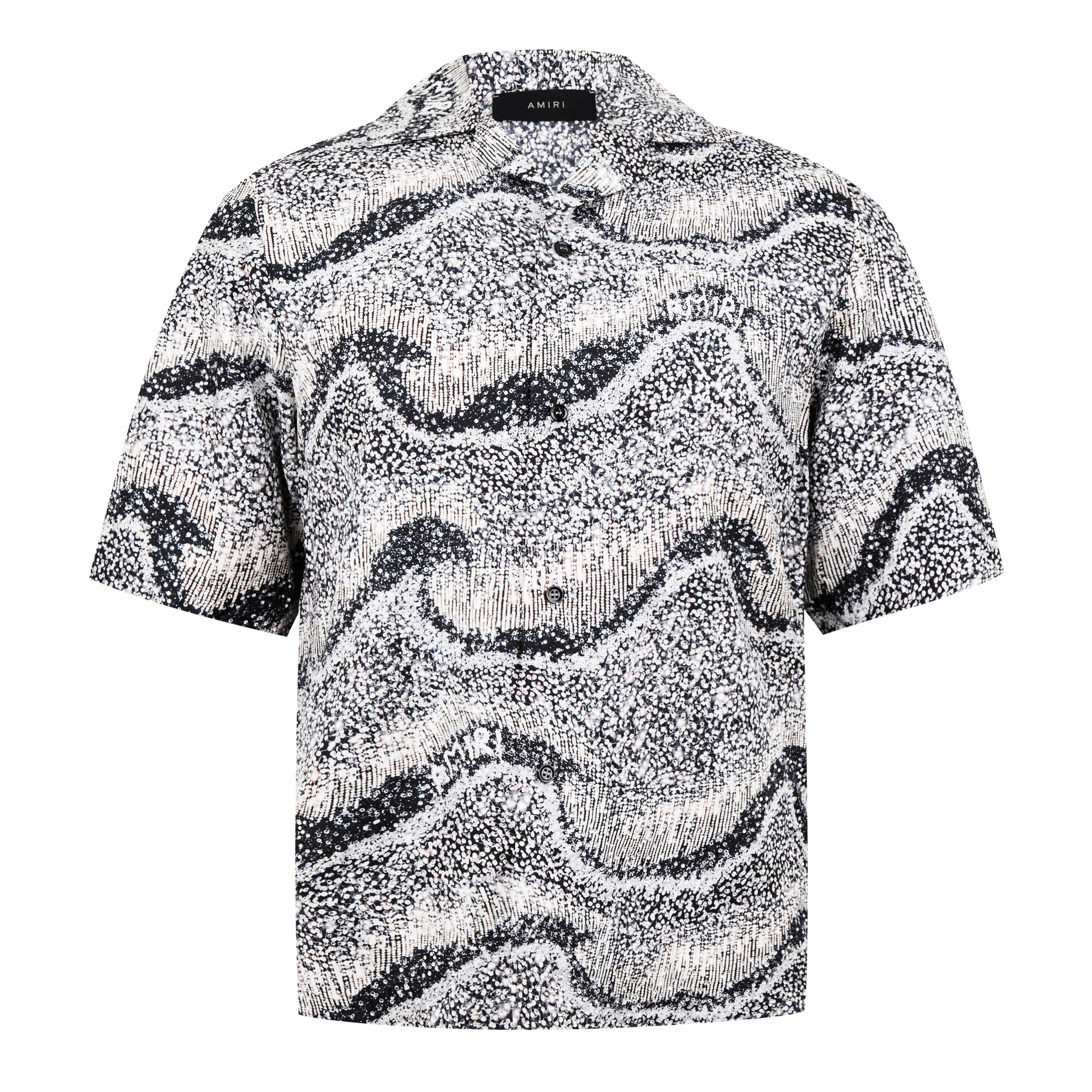 Silk Short-Sleeve Embellished Shirt