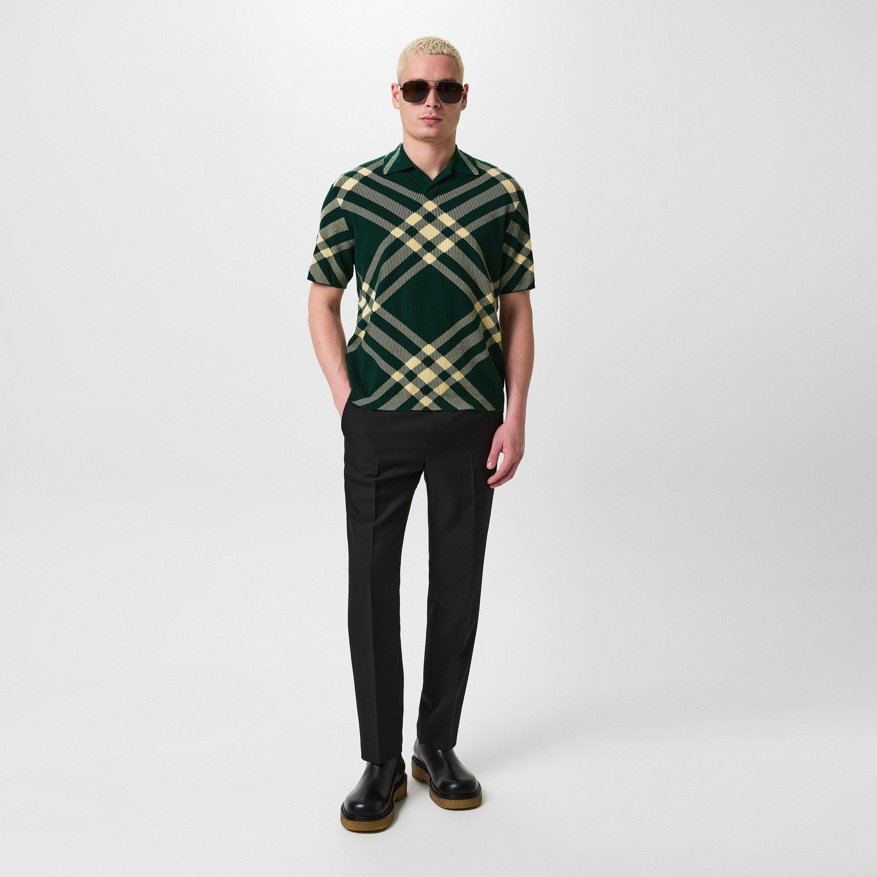 Check Wool Blend Polo Shirt