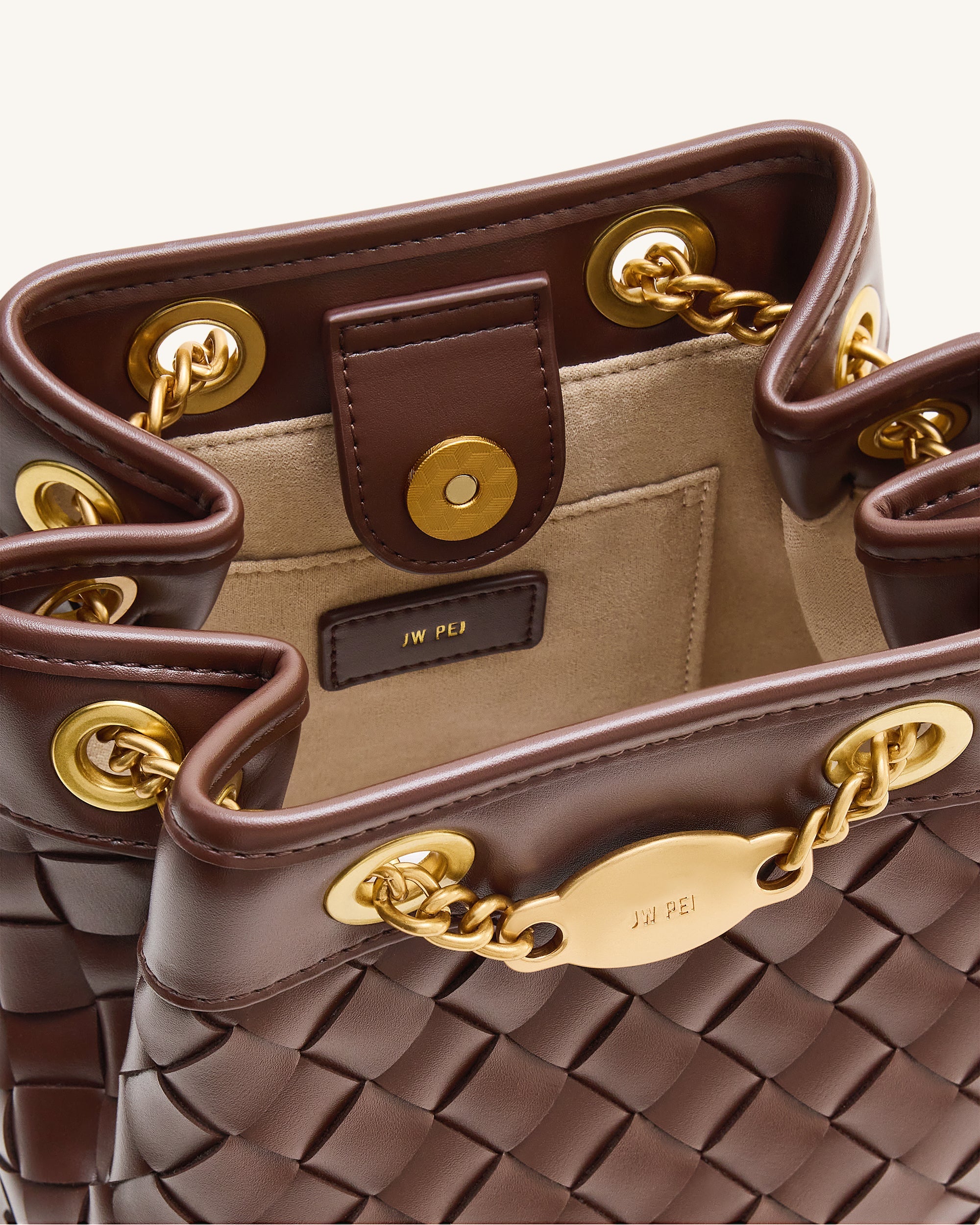 Yara Hand-Woven Bucket Bag - Taupe